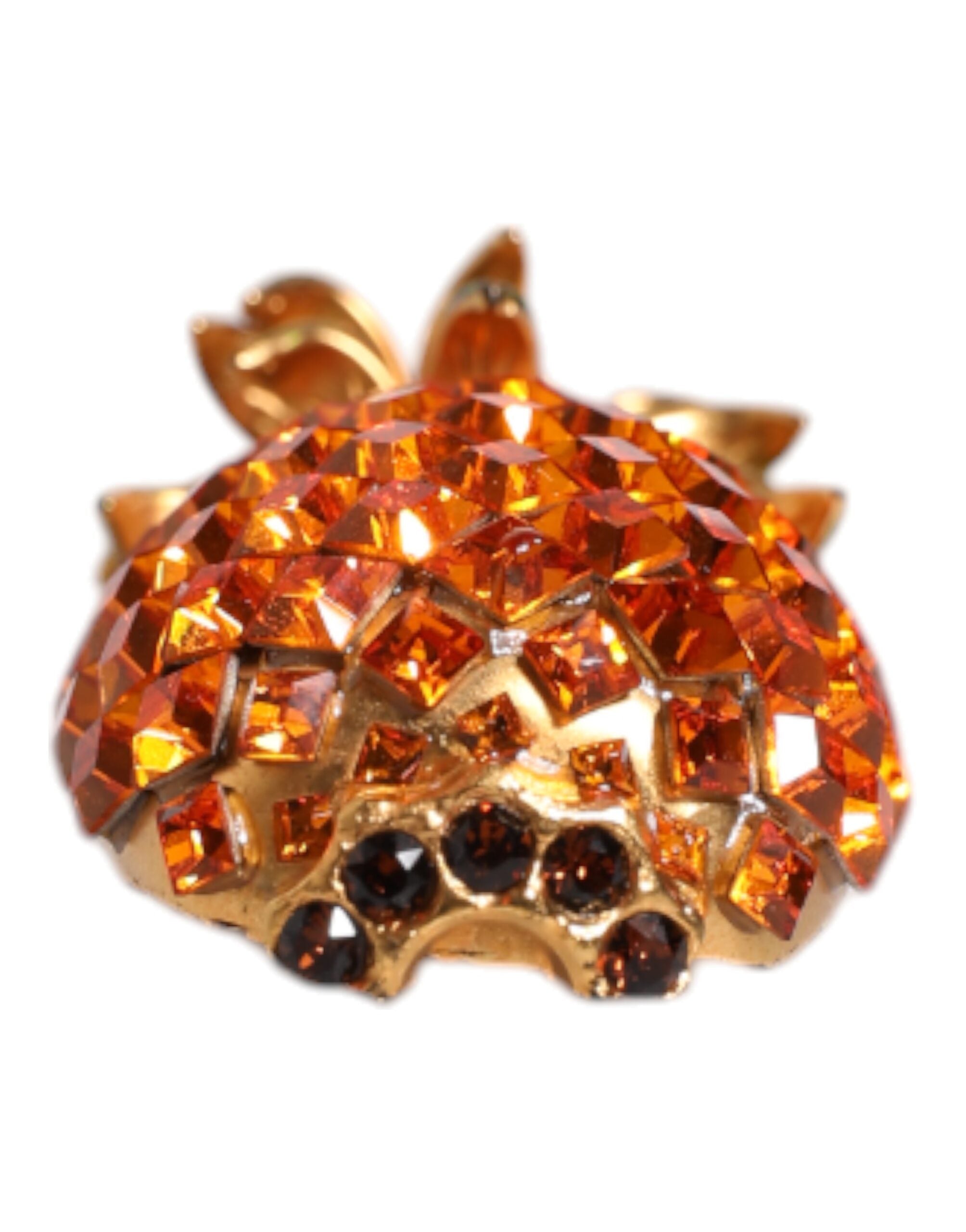 Dolce &amp; Gabbana Gold Messing Ananas Kristall Schmuck Brosche Pin