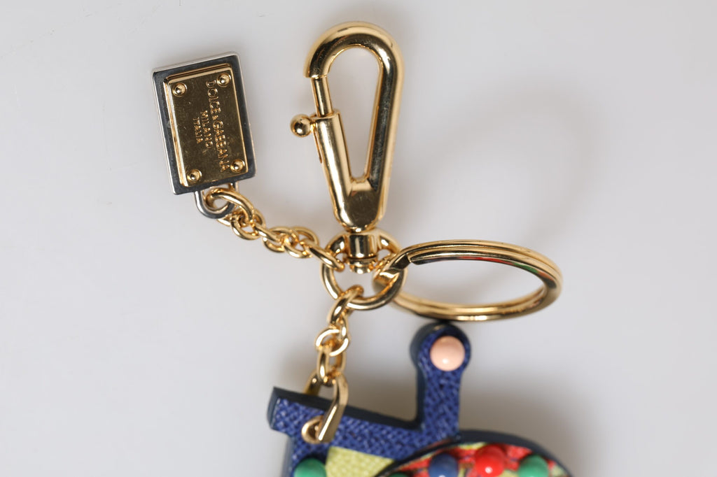 Dolce &amp; Gabbana Mehrfarbiger goldfarbener Carretto-Schlüsselanhänger