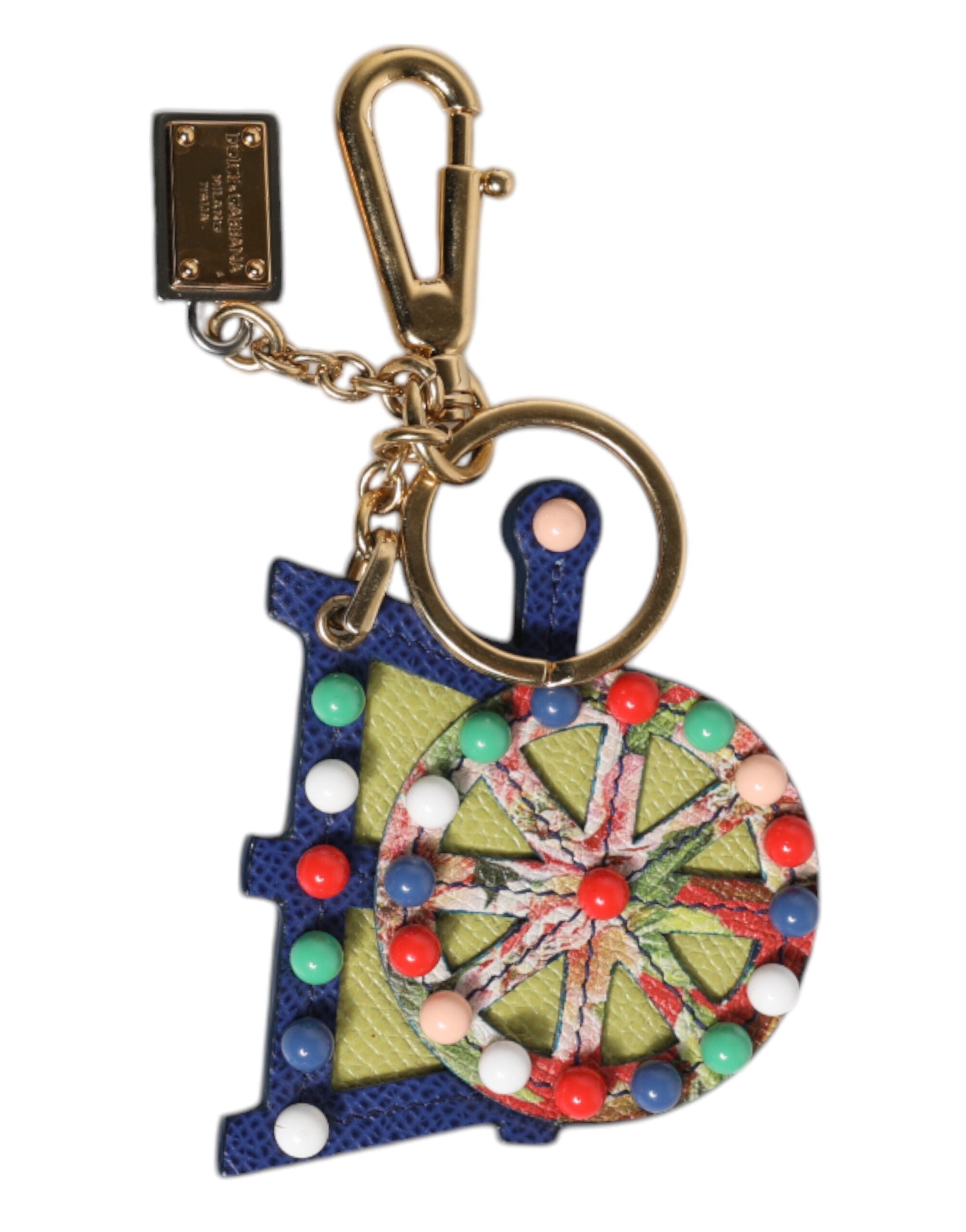 Dolce &amp; Gabbana Mehrfarbiger goldfarbener Carretto-Schlüsselanhänger