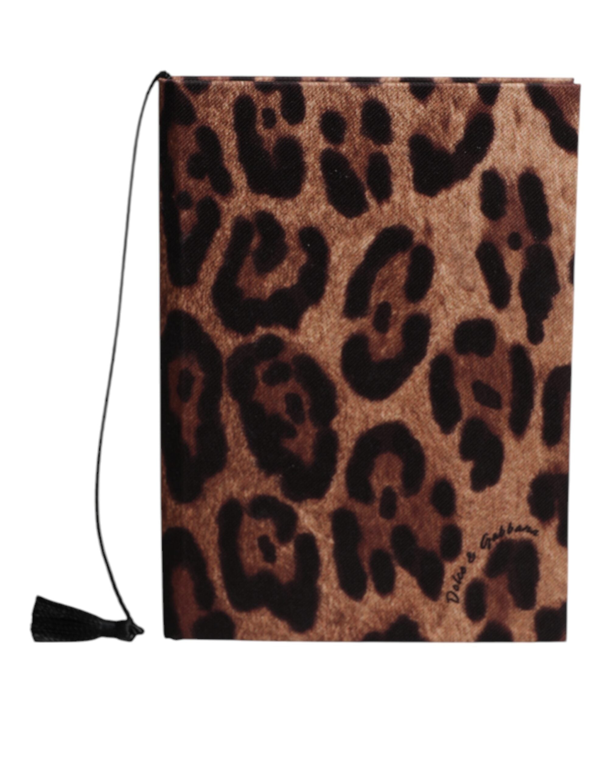 Dolce &amp; Gabbana Braun-Schwarzes Polyester-Notizbuch mit Leoparden-Logo