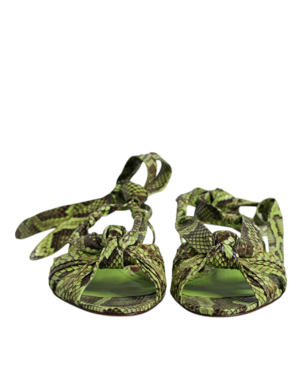 Dolce &amp; Gabbana Grüne Sandalen mit Knöchelriemen und Tiermuster