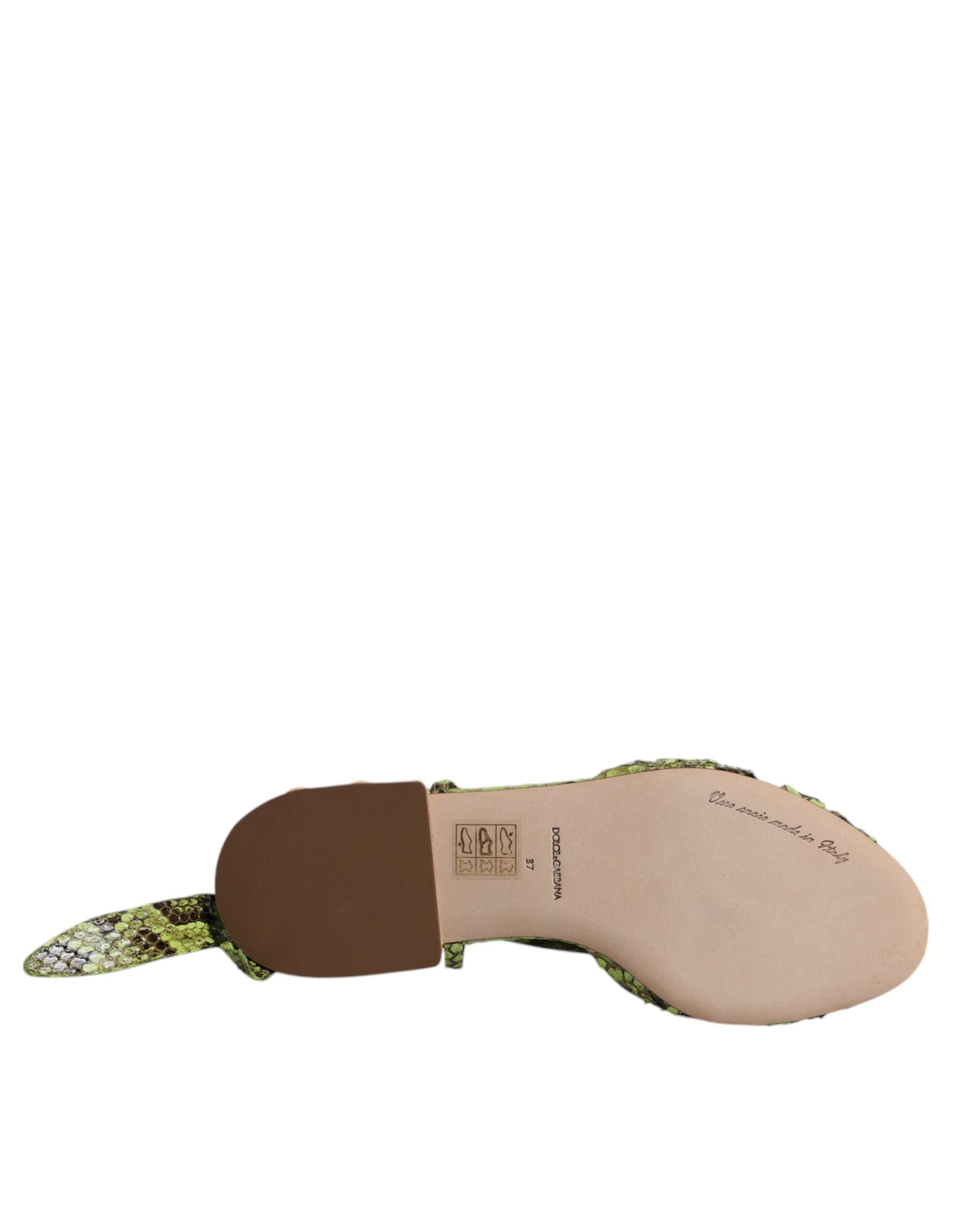 Dolce &amp; Gabbana Grüne Sandalen mit Knöchelriemen und Tiermuster