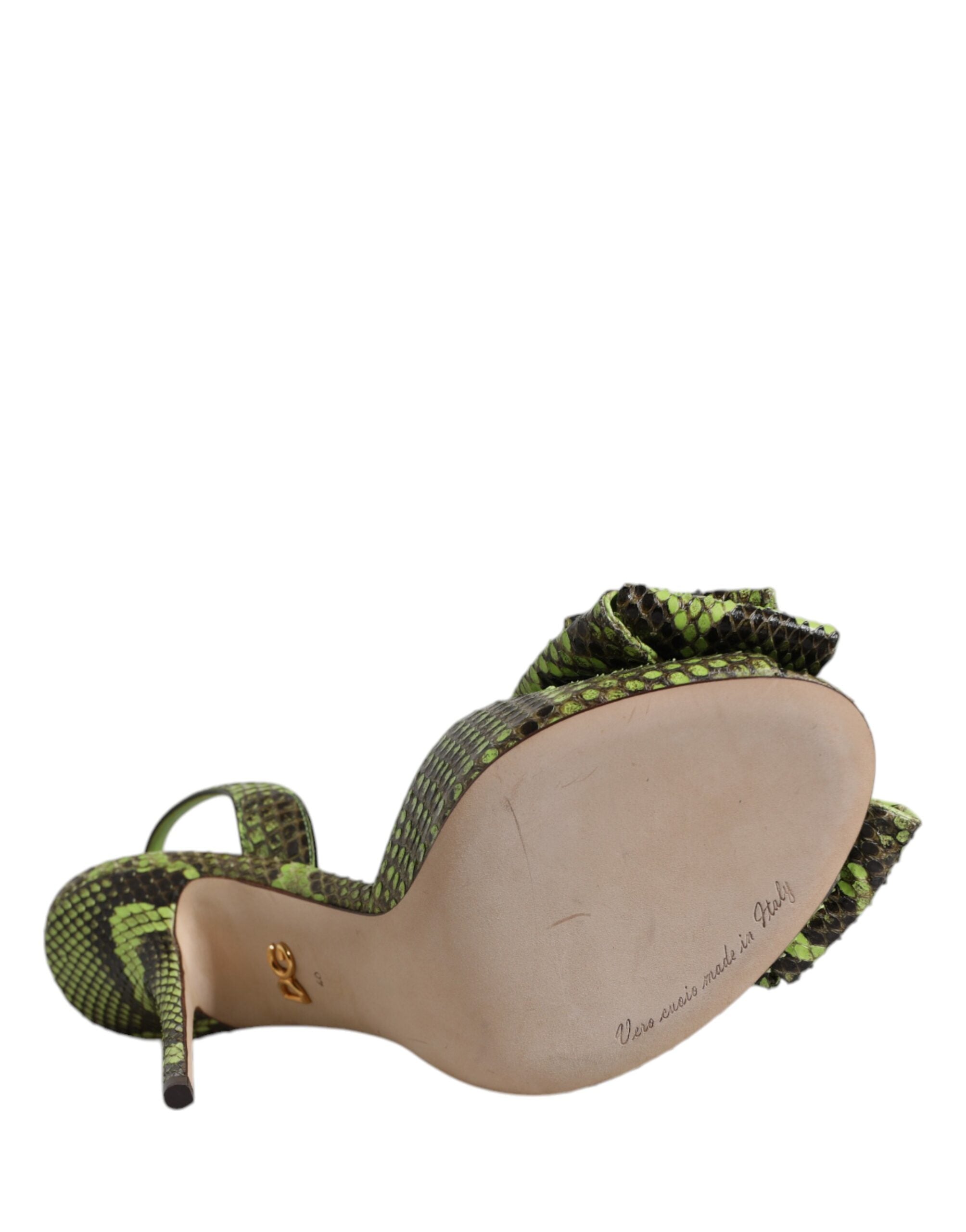 Dolce &amp; Gabbana Grüne Pythonleder Heels Sandalen Schuhe