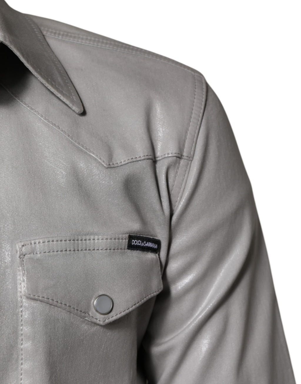 Dolce &amp; Gabbana Button-Down-Hemd aus Baumwolle in Metallic-Grau