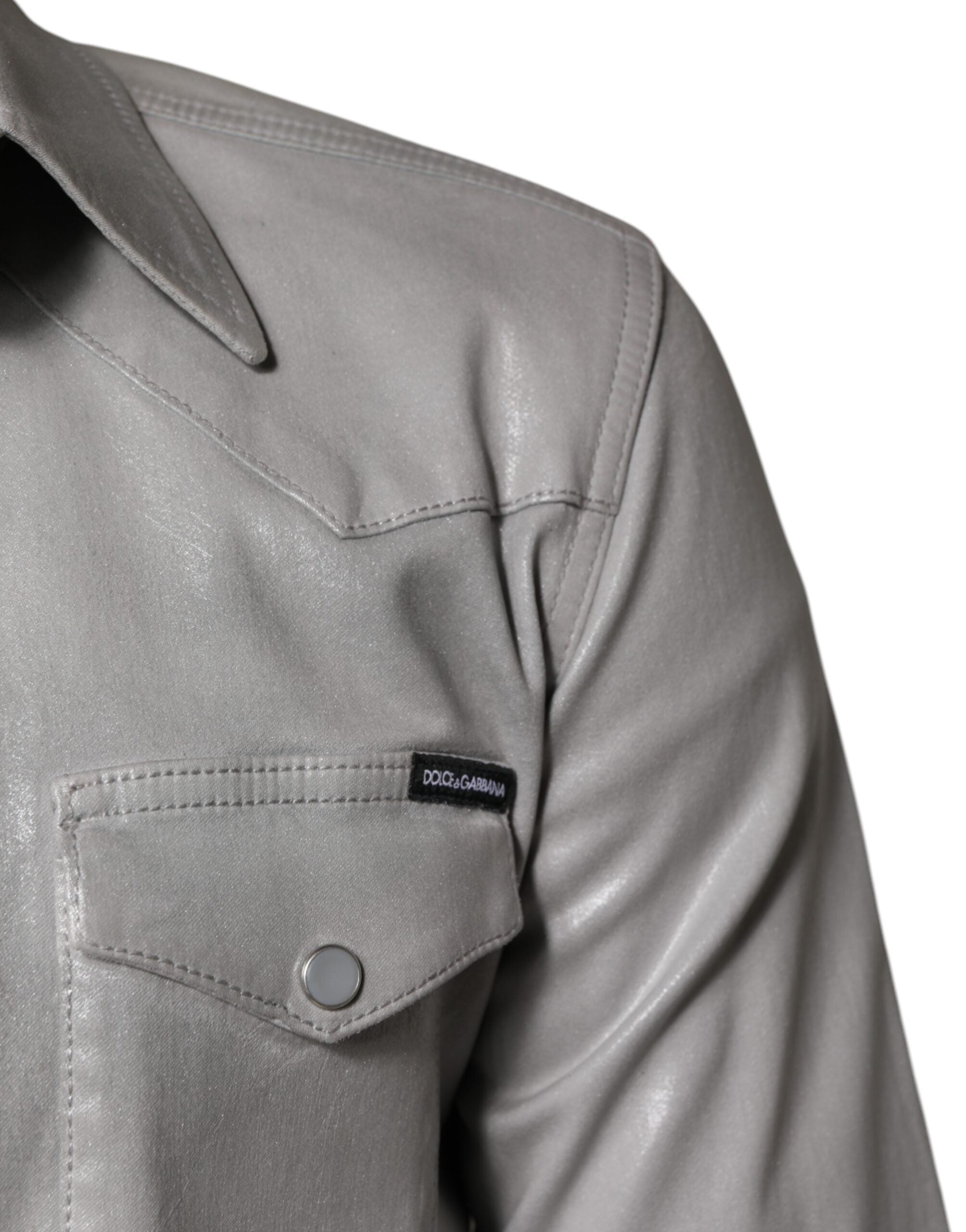 Dolce &amp; Gabbana Button-Down-Hemd aus Baumwolle in Metallic-Grau