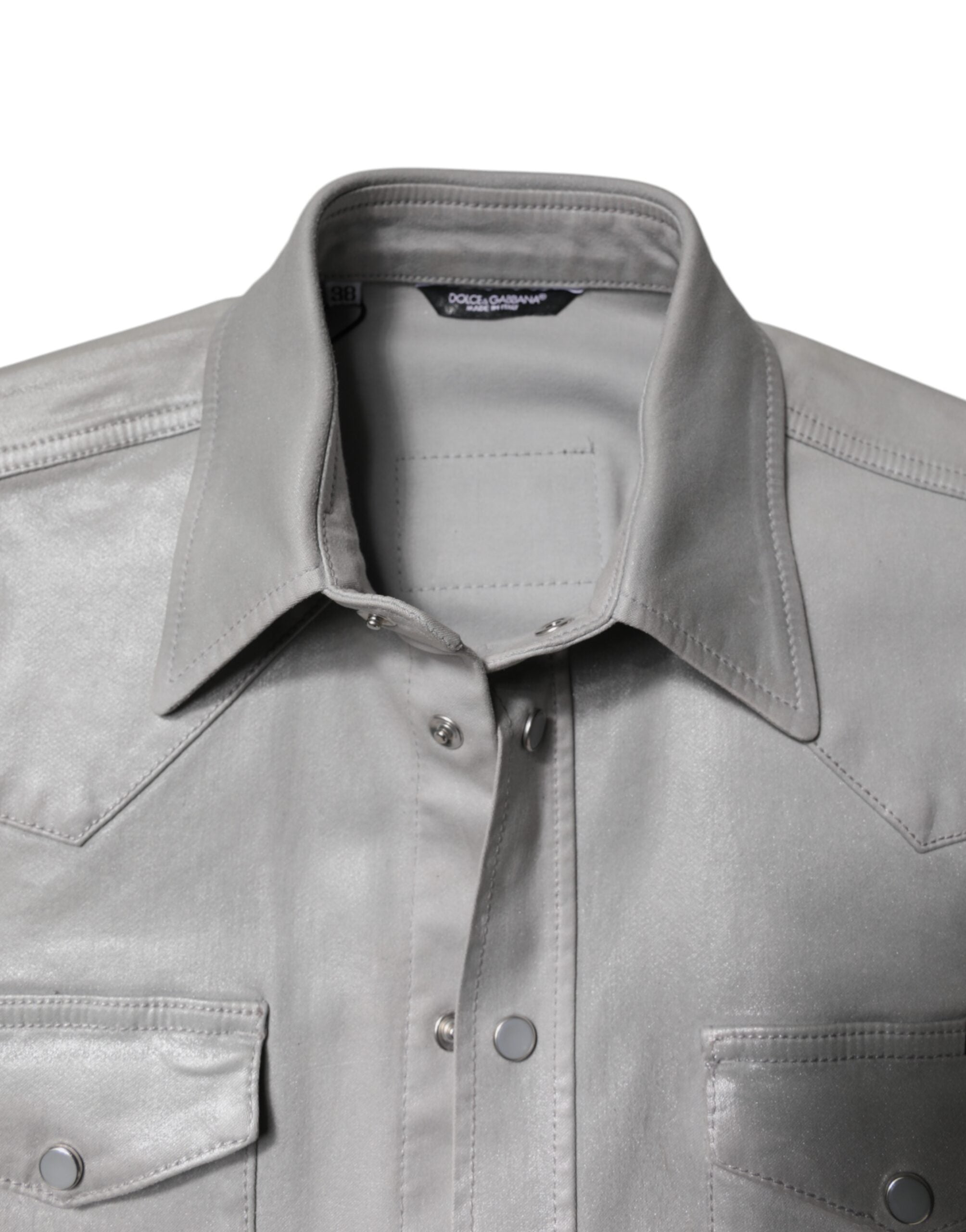 Dolce &amp; Gabbana Button-Down-Hemd aus Baumwolle in Metallic-Grau