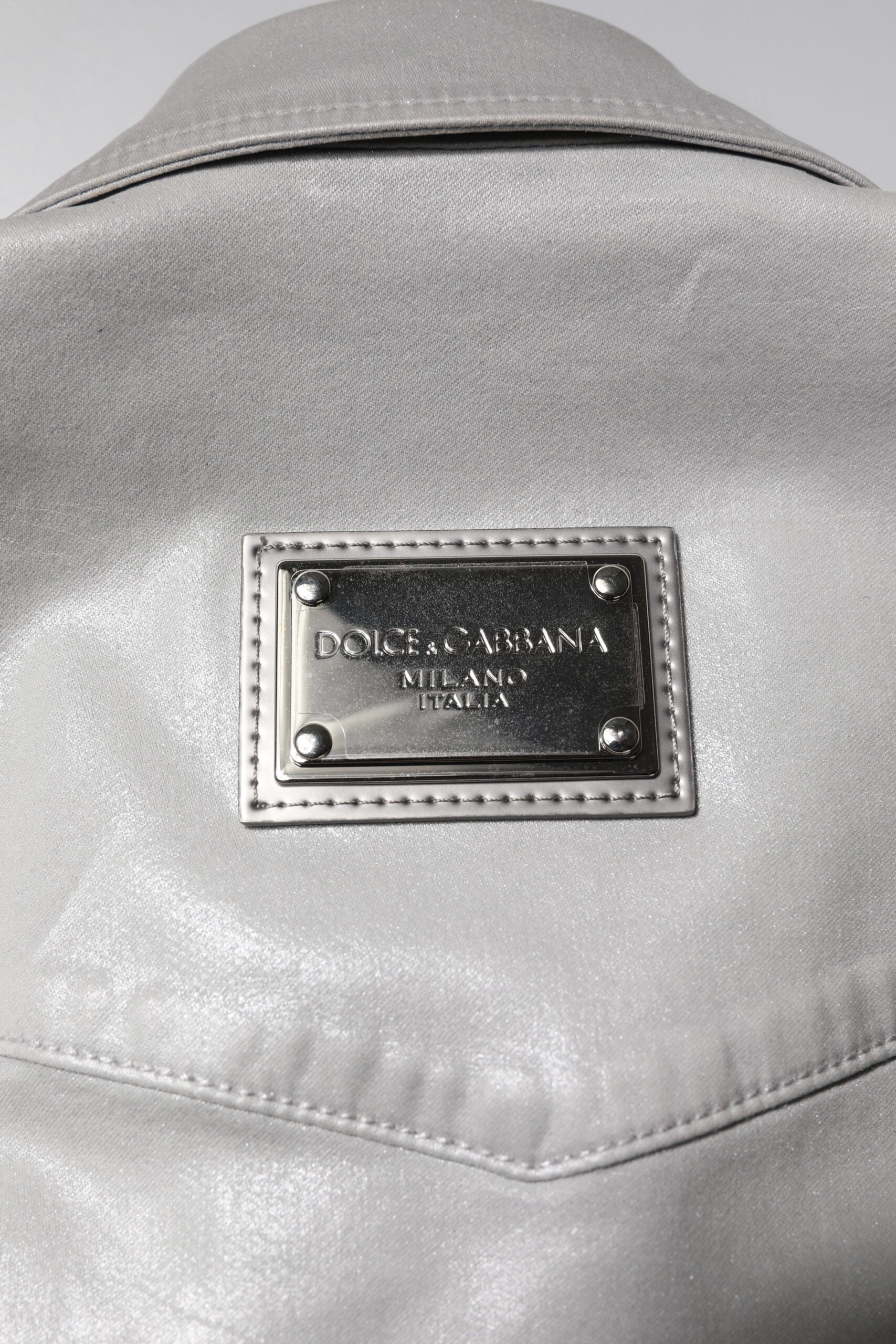 Dolce &amp; Gabbana Button-Down-Hemd aus Baumwolle in Metallic-Grau