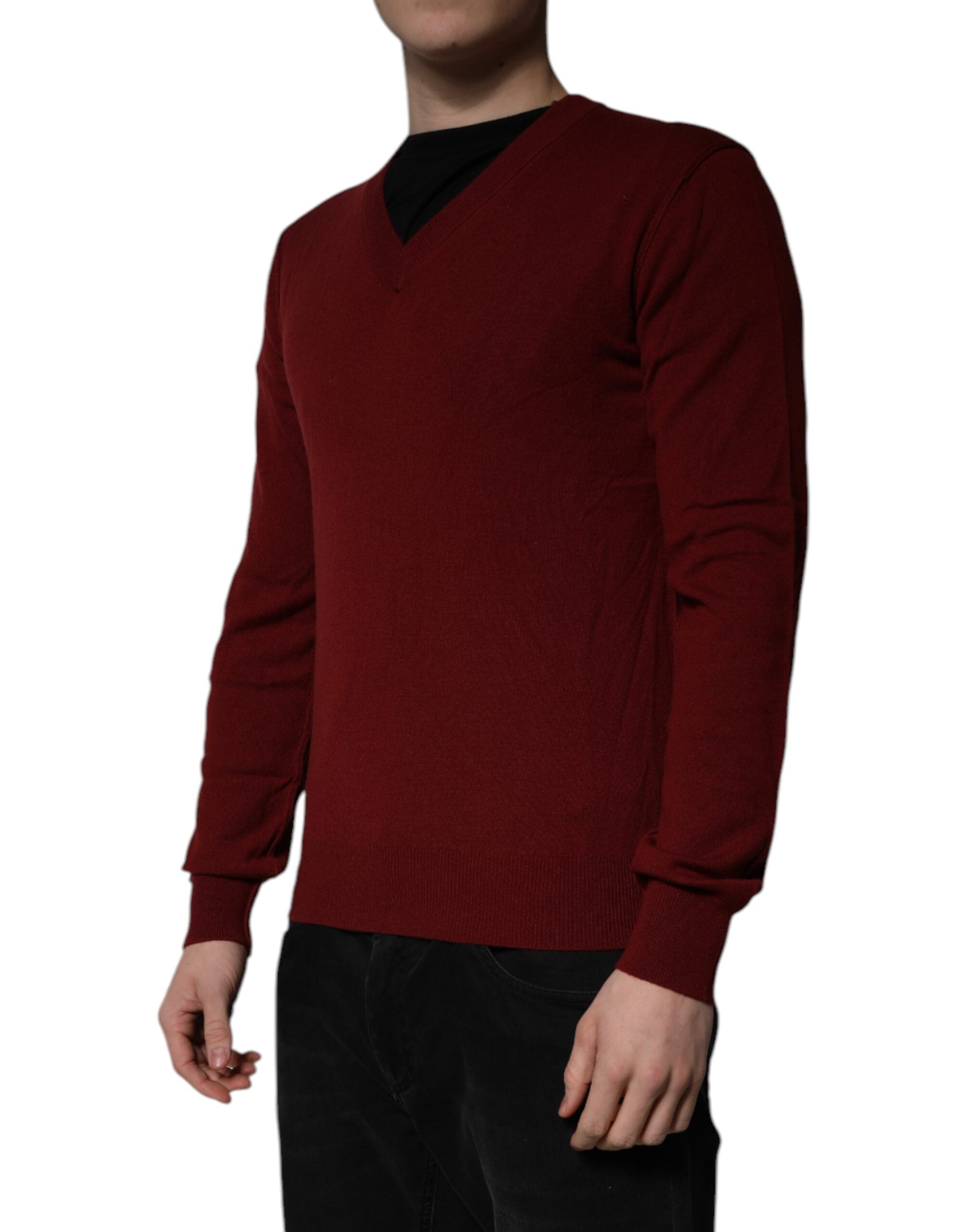 Dolce &amp; Gabbana Kaschmirpullover mit V-Ausschnitt für Herren, kastanienbraun