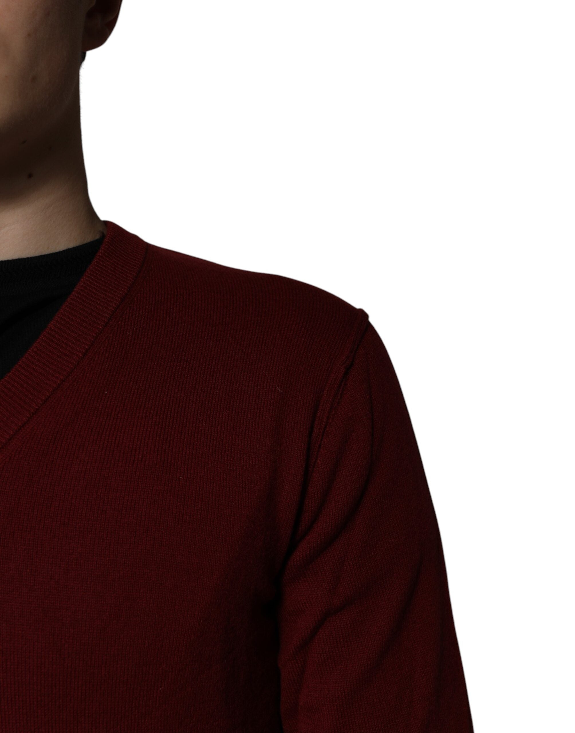 Dolce &amp; Gabbana Kaschmirpullover mit V-Ausschnitt für Herren, kastanienbraun