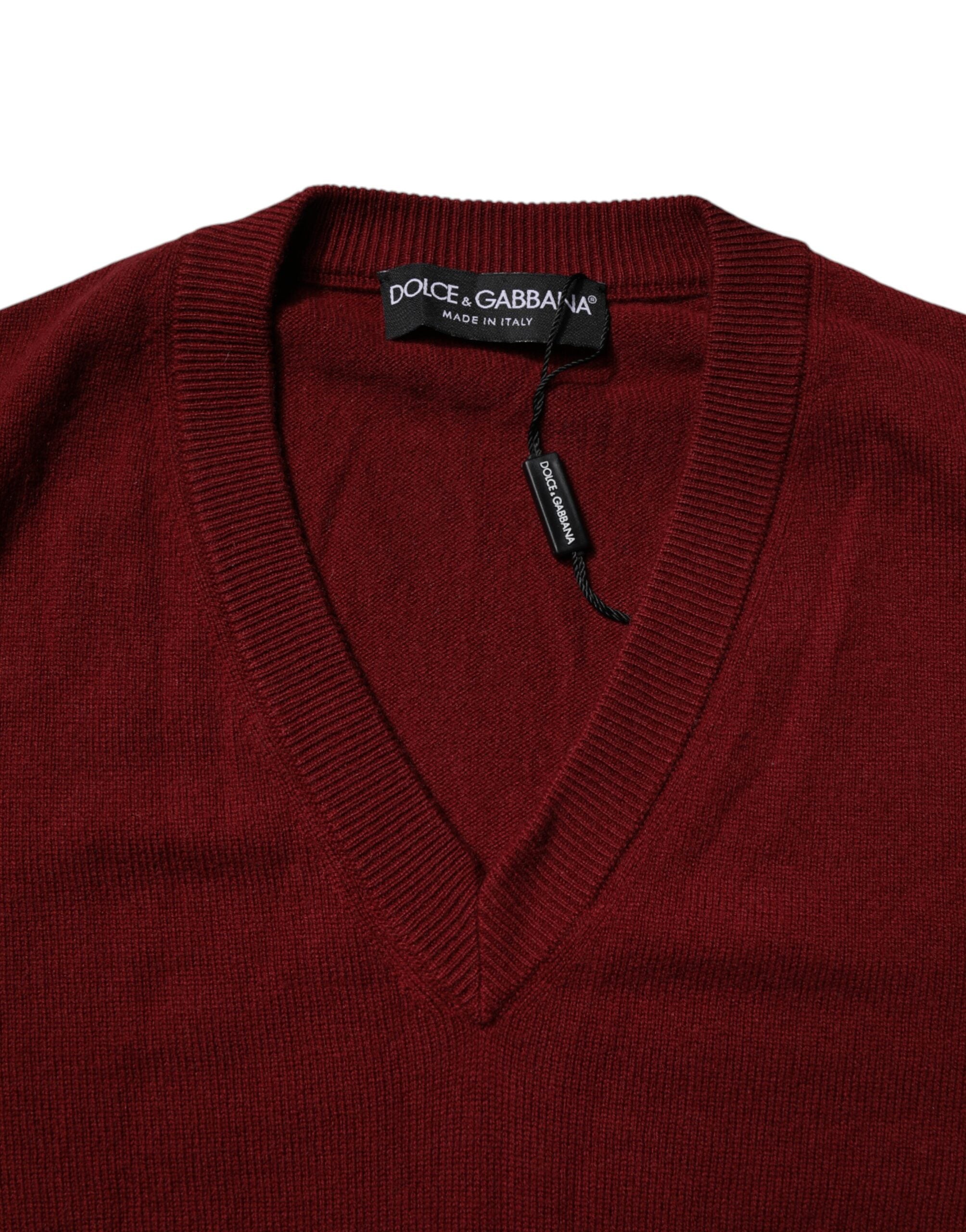 Dolce &amp; Gabbana Kaschmirpullover mit V-Ausschnitt für Herren, kastanienbraun