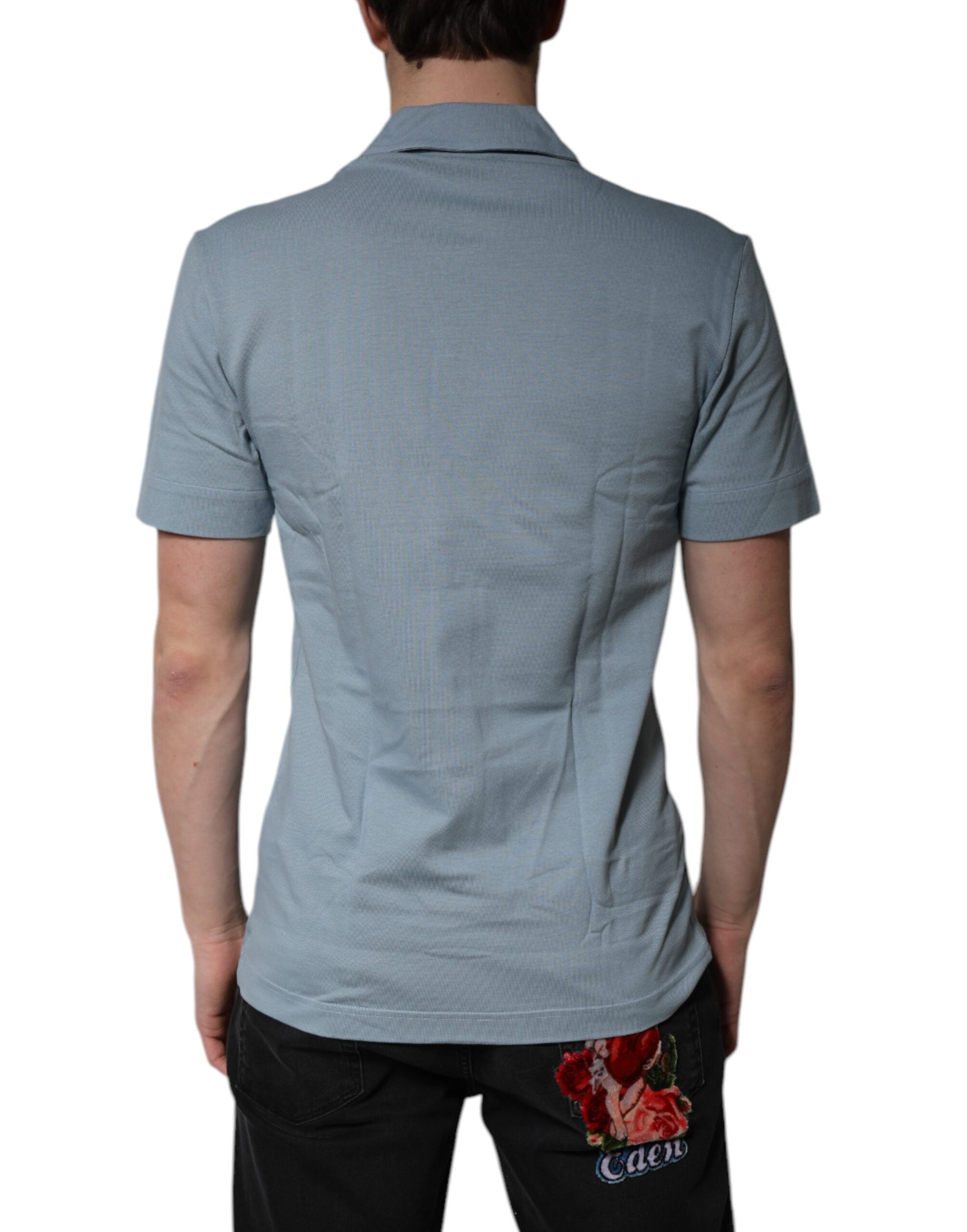 Dolce &amp; Gabbana Blaues Poloshirt aus Baumwolle mit Knopfleiste für Herren
