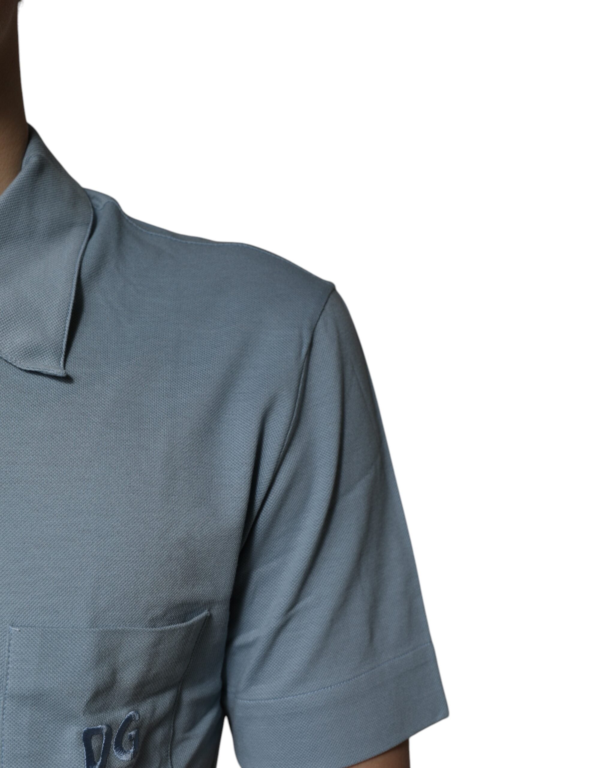 Dolce &amp; Gabbana Blaues Poloshirt aus Baumwolle mit Knopfleiste für Herren