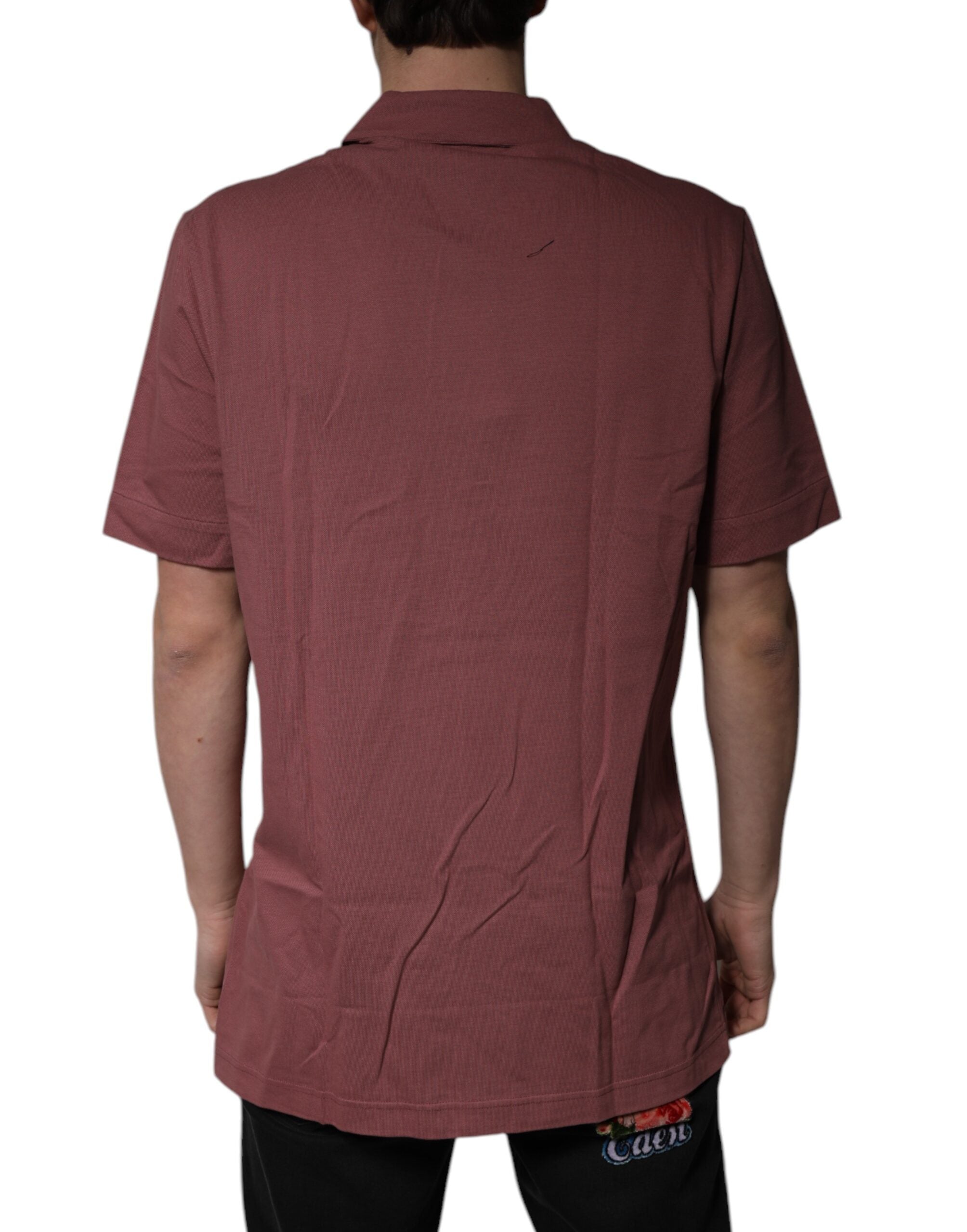 Dolce &amp; Gabbana Dunkelrosa Button-Down-Poloshirt für Herren