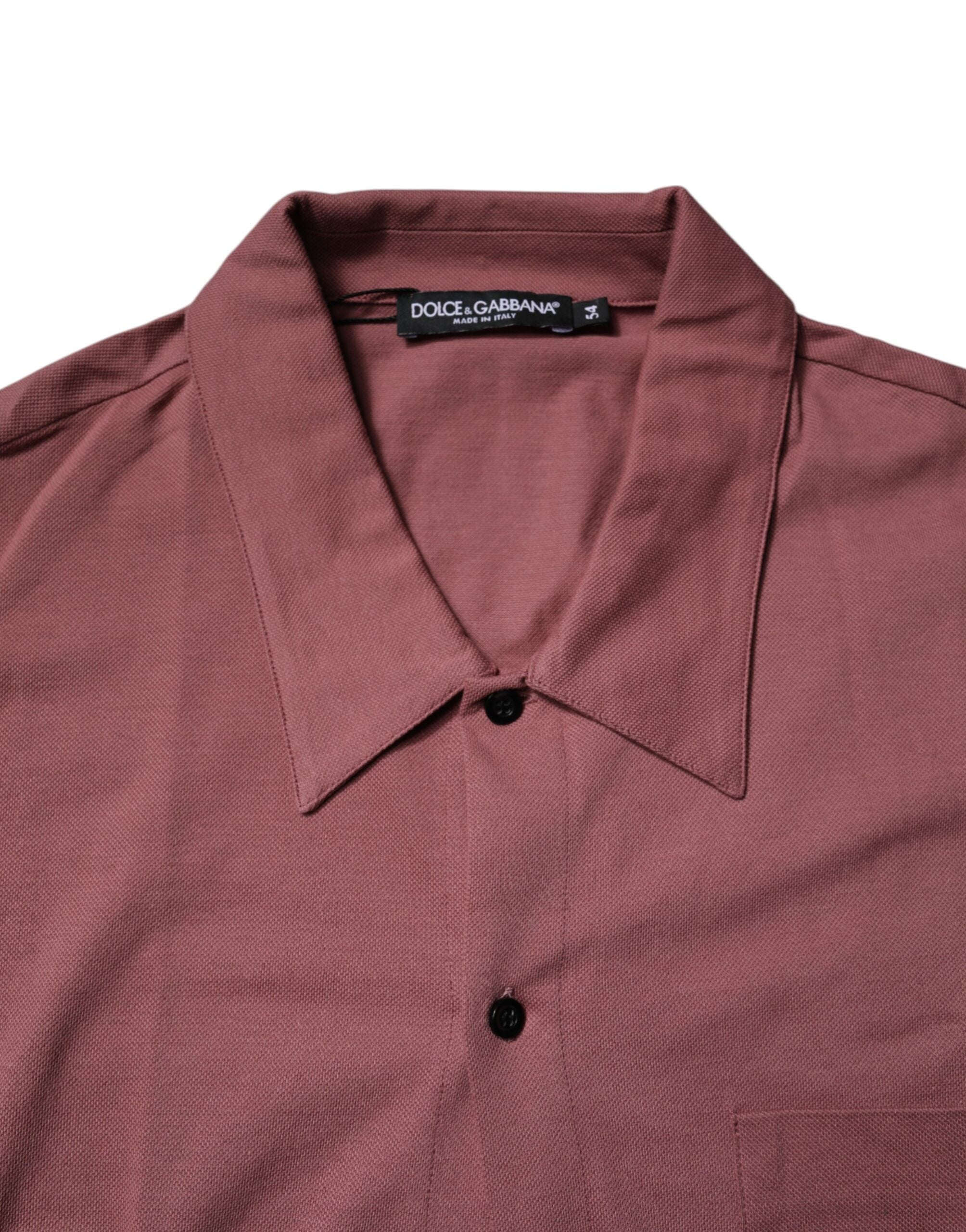 Dolce &amp; Gabbana Dunkelrosa Button-Down-Poloshirt für Herren