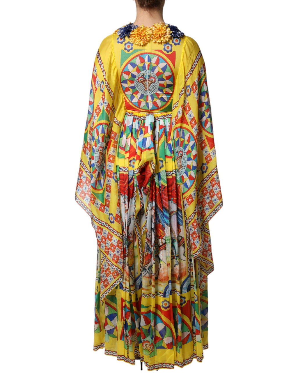 Dolce &amp; Gabbana Mehrfarbiges Kaftan-Twillkleid mit Carretto-Print