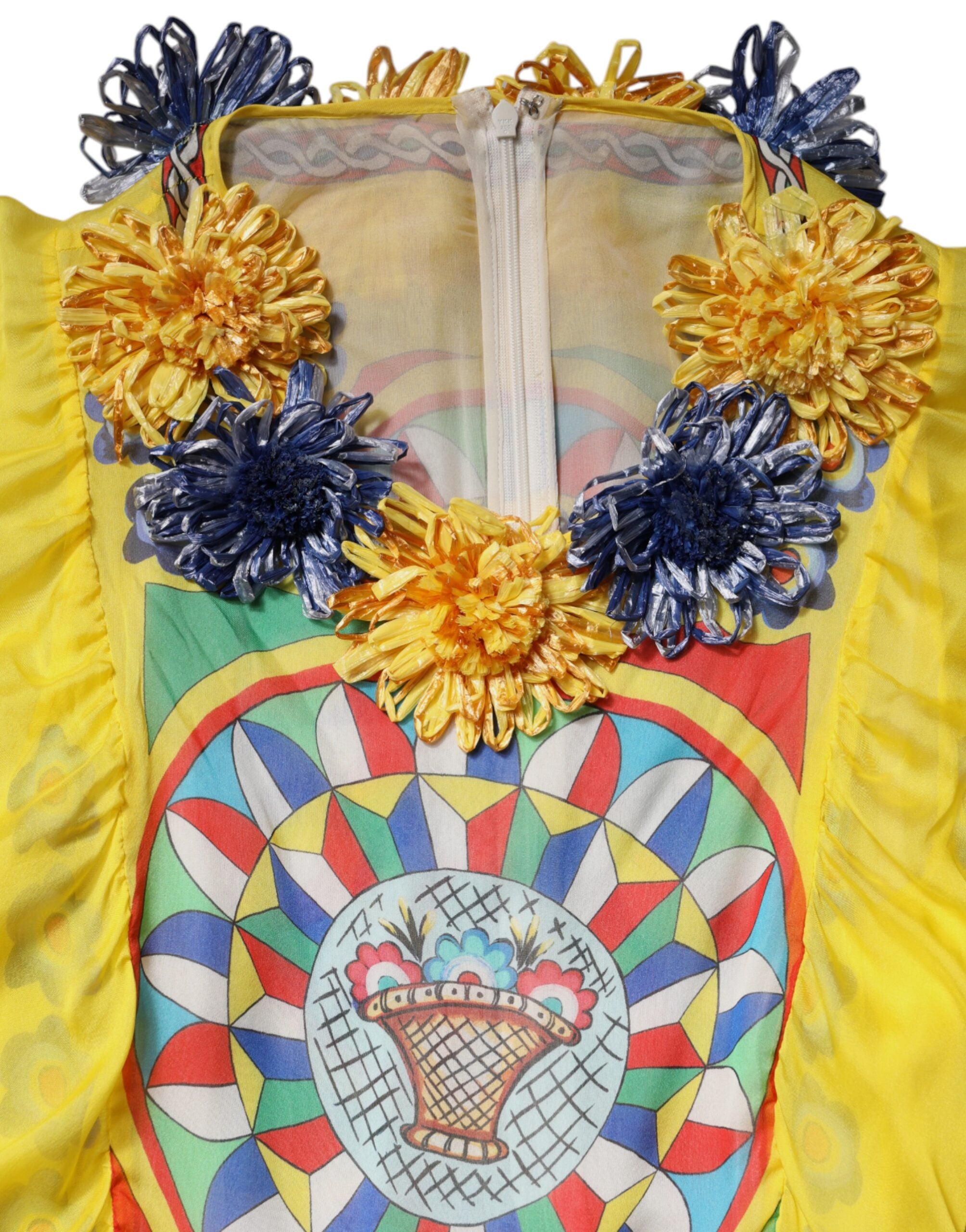 Dolce &amp; Gabbana Mehrfarbiges Kaftan-Twillkleid mit Carretto-Print