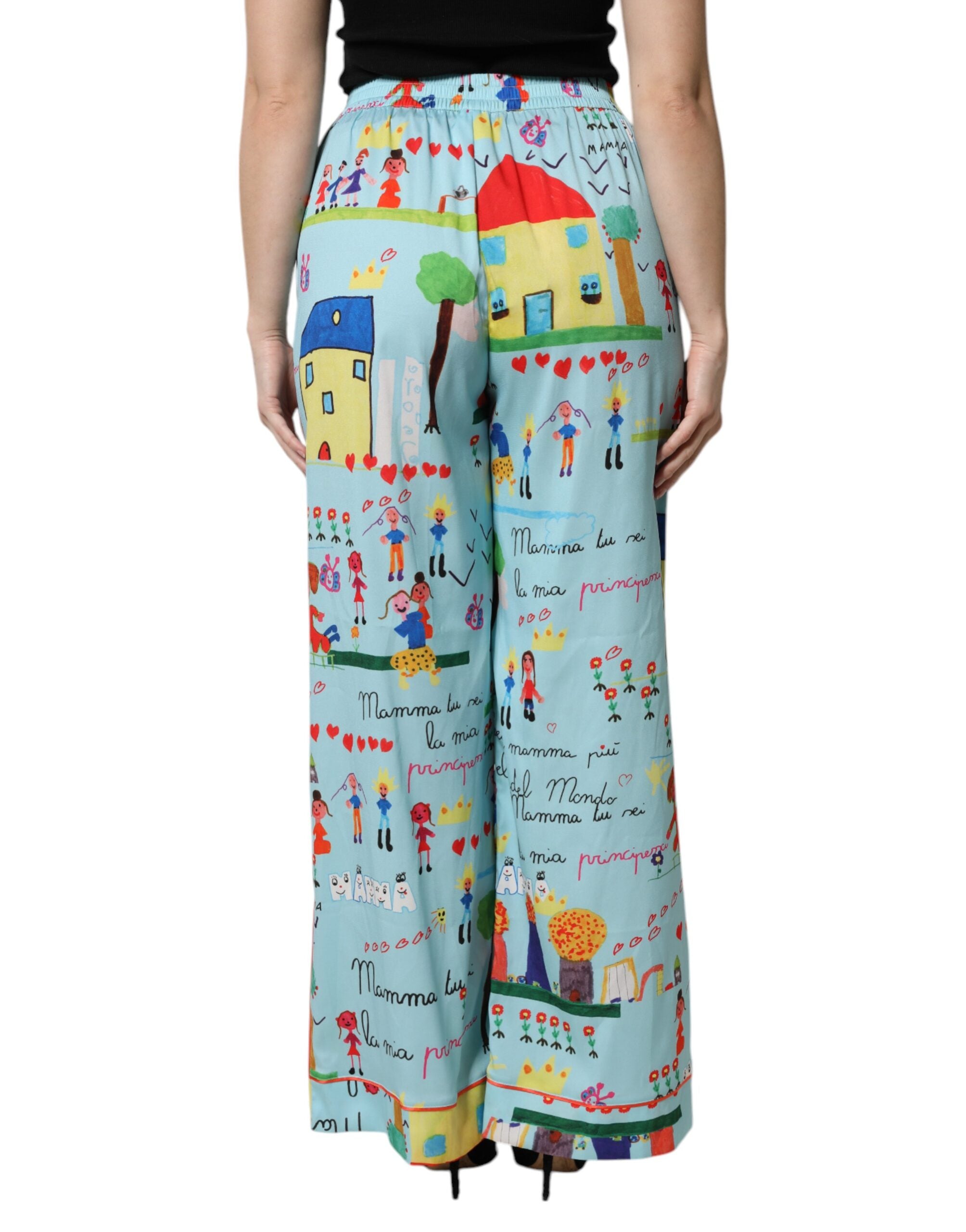 Dolce &amp; Gabbana Hellblaue Hose mit weitem Bein und mittlerer Taille