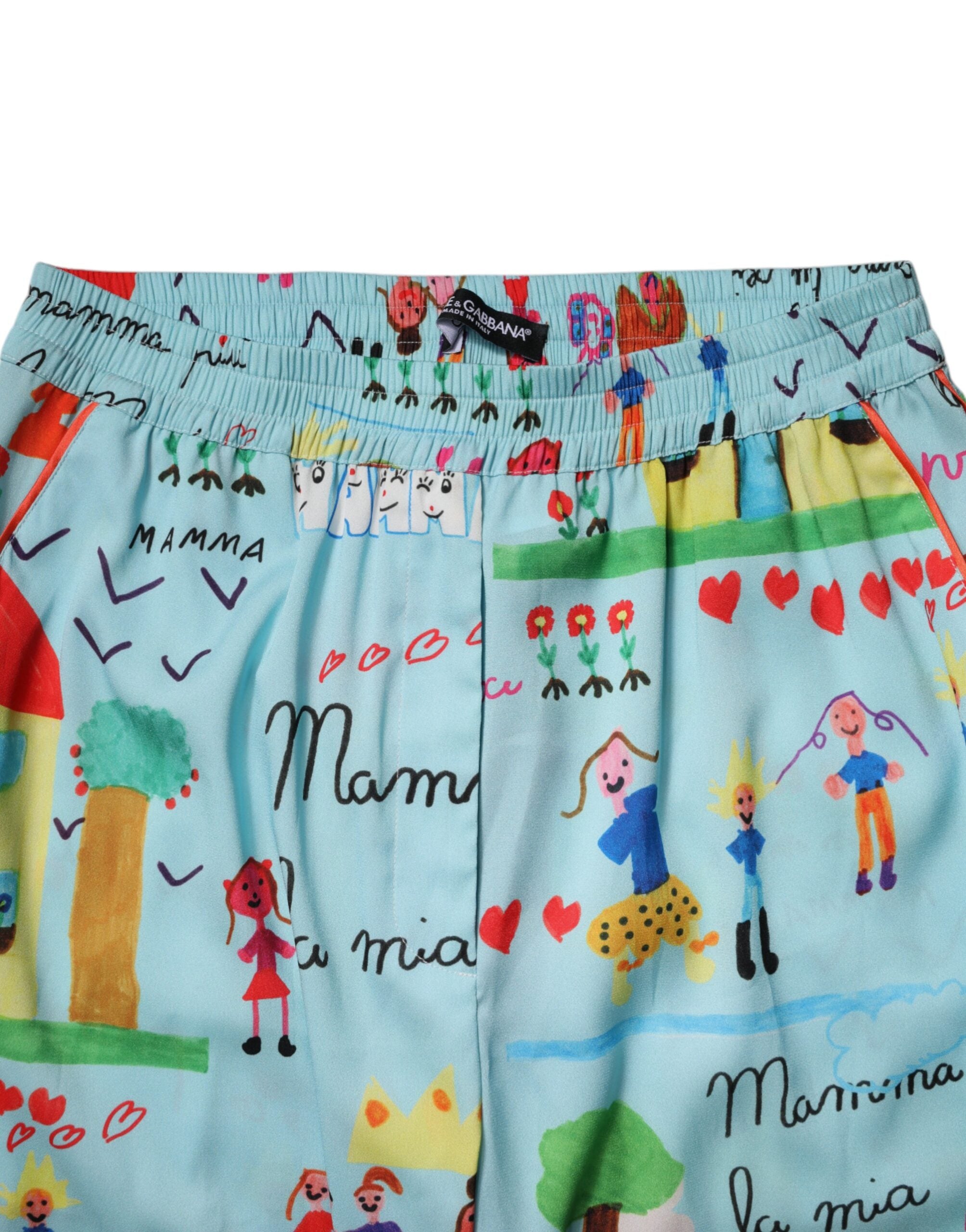 Dolce &amp; Gabbana Hellblaue Hose mit weitem Bein und mittlerer Taille