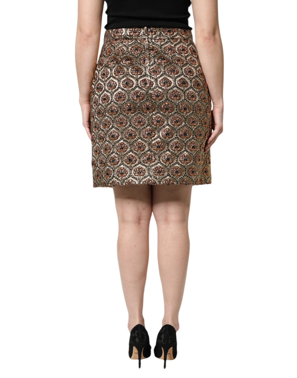 Dolce &amp; Gabbana – Brauner A-Linien-Minirock aus Polyesterbrokat