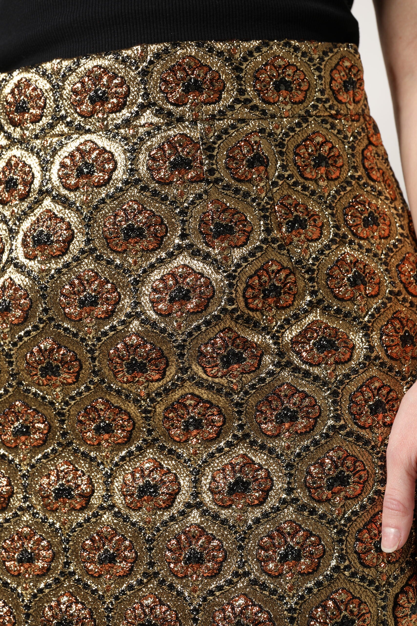 Dolce &amp; Gabbana – Brauner A-Linien-Minirock aus Polyesterbrokat