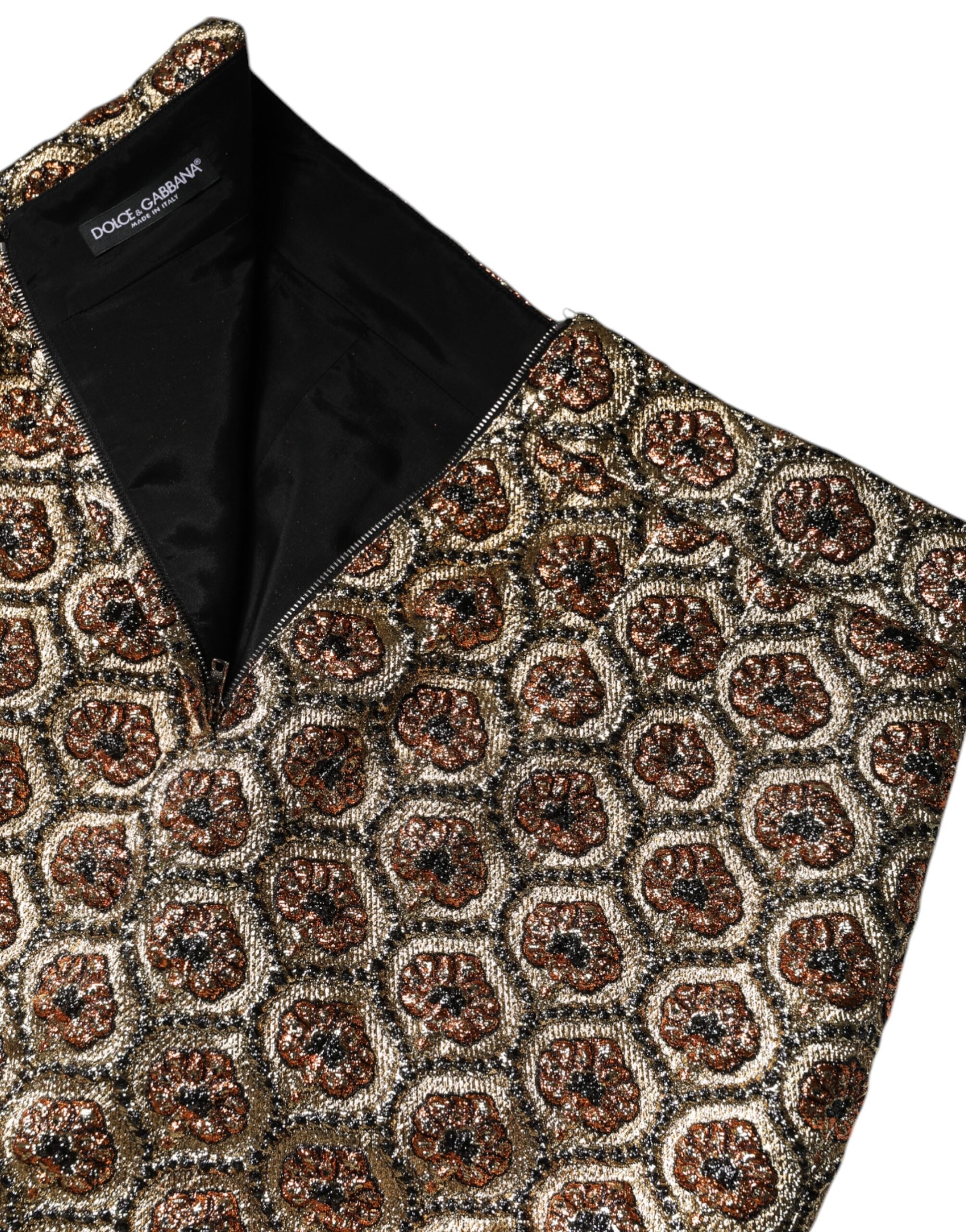 Dolce &amp; Gabbana – Brauner A-Linien-Minirock aus Polyesterbrokat