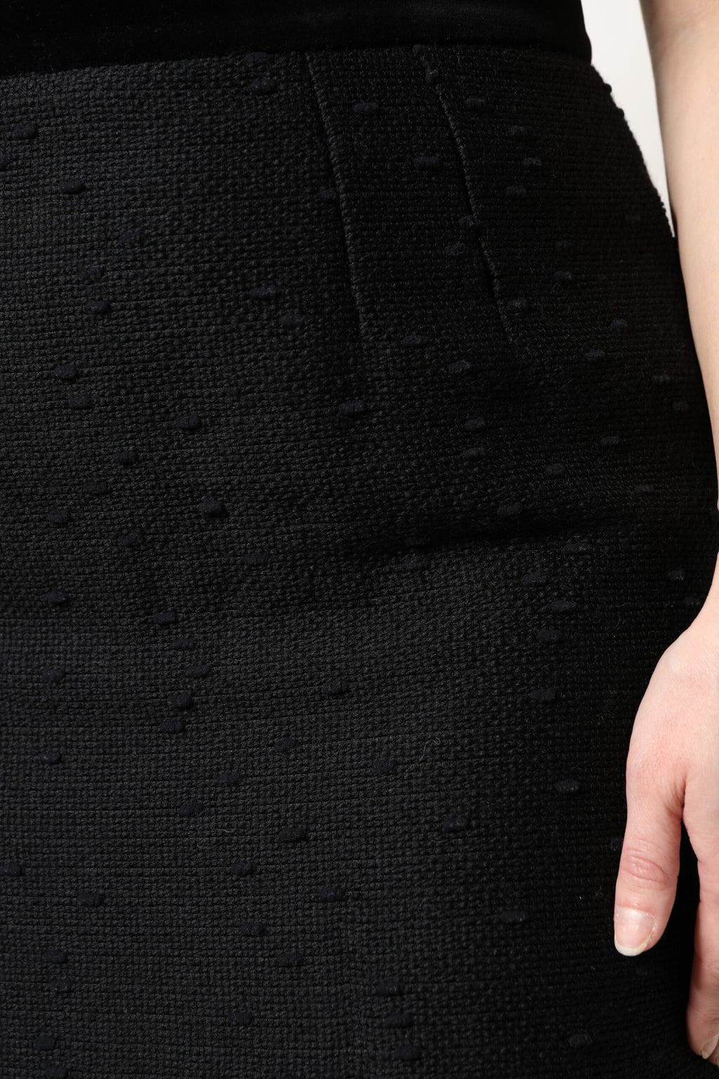 Dolce &amp; Gabbana – Schwarzer Bleistift-Minirock mit hoher Taille und Fransen aus Wolle