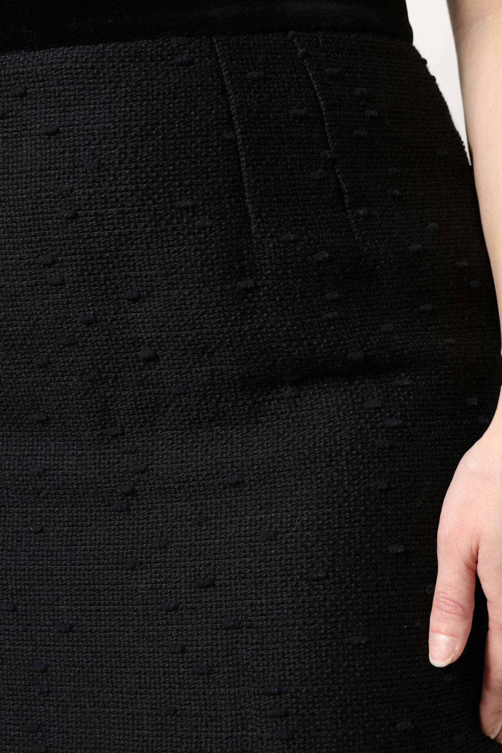 Dolce &amp; Gabbana – Schwarzer Bleistift-Minirock mit hoher Taille und Fransen aus Wolle