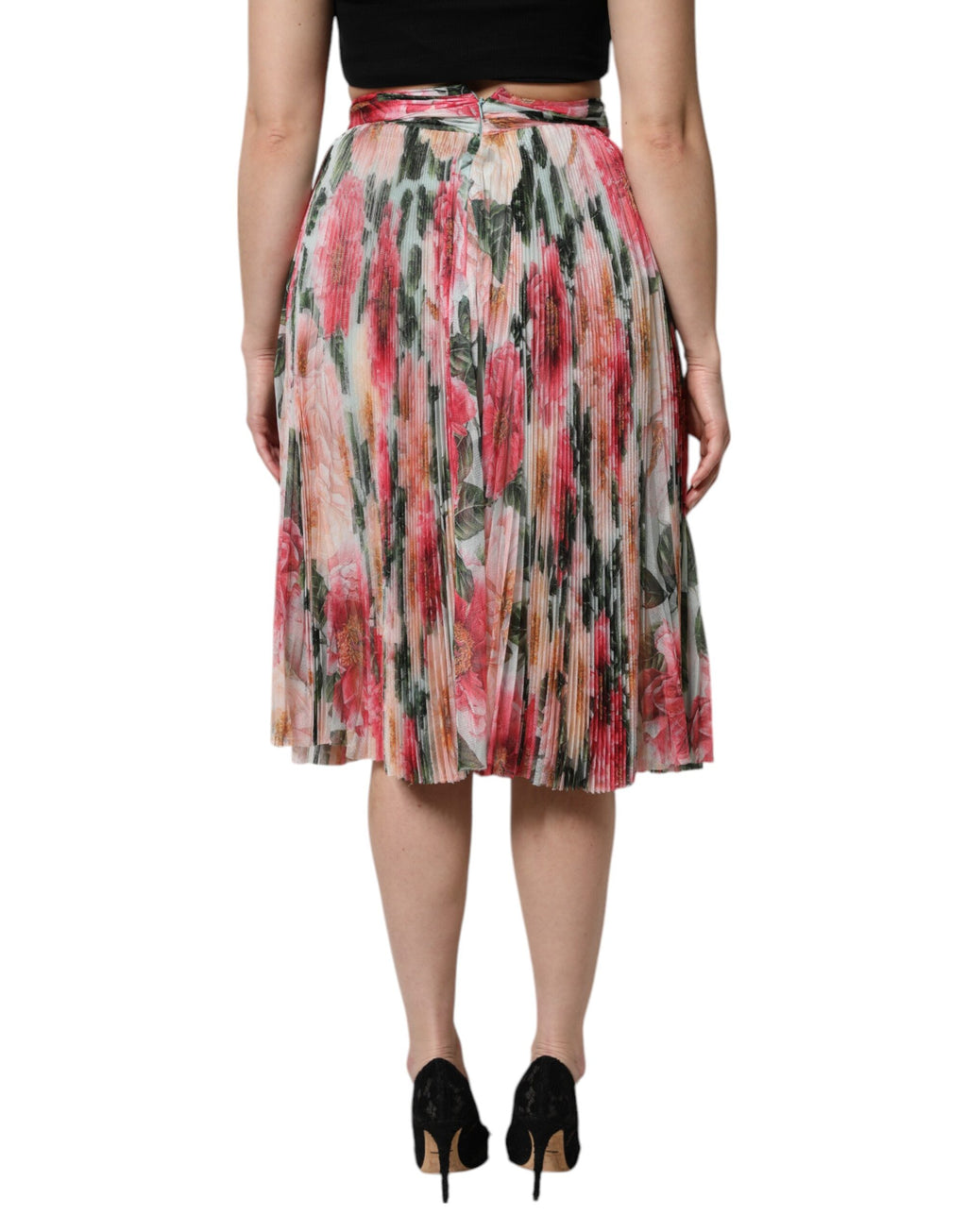 Dolce &amp; Gabbana – Mehrfarbiger Midirock aus Seide mit Blumenmuster und hoher Taille