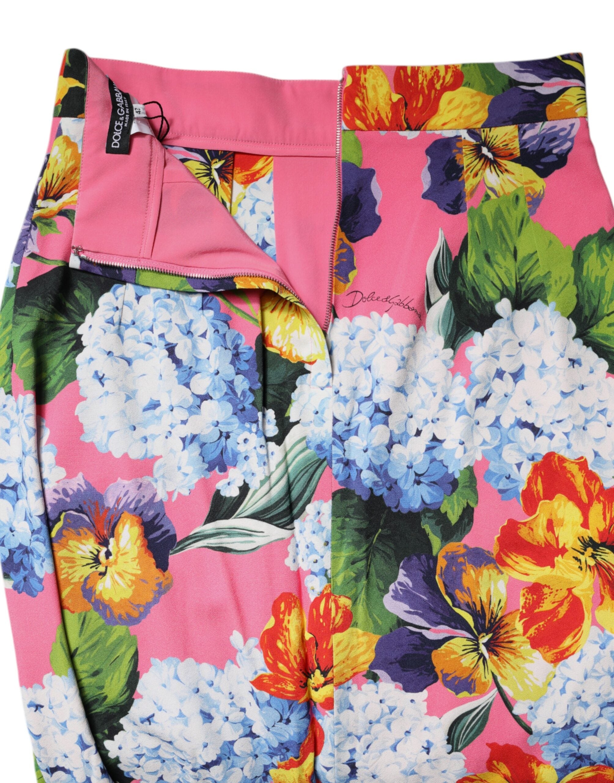 Dolce &amp; Gabbana – Mehrfarbiger Midirock mit hoher Taille und Blumenmuster