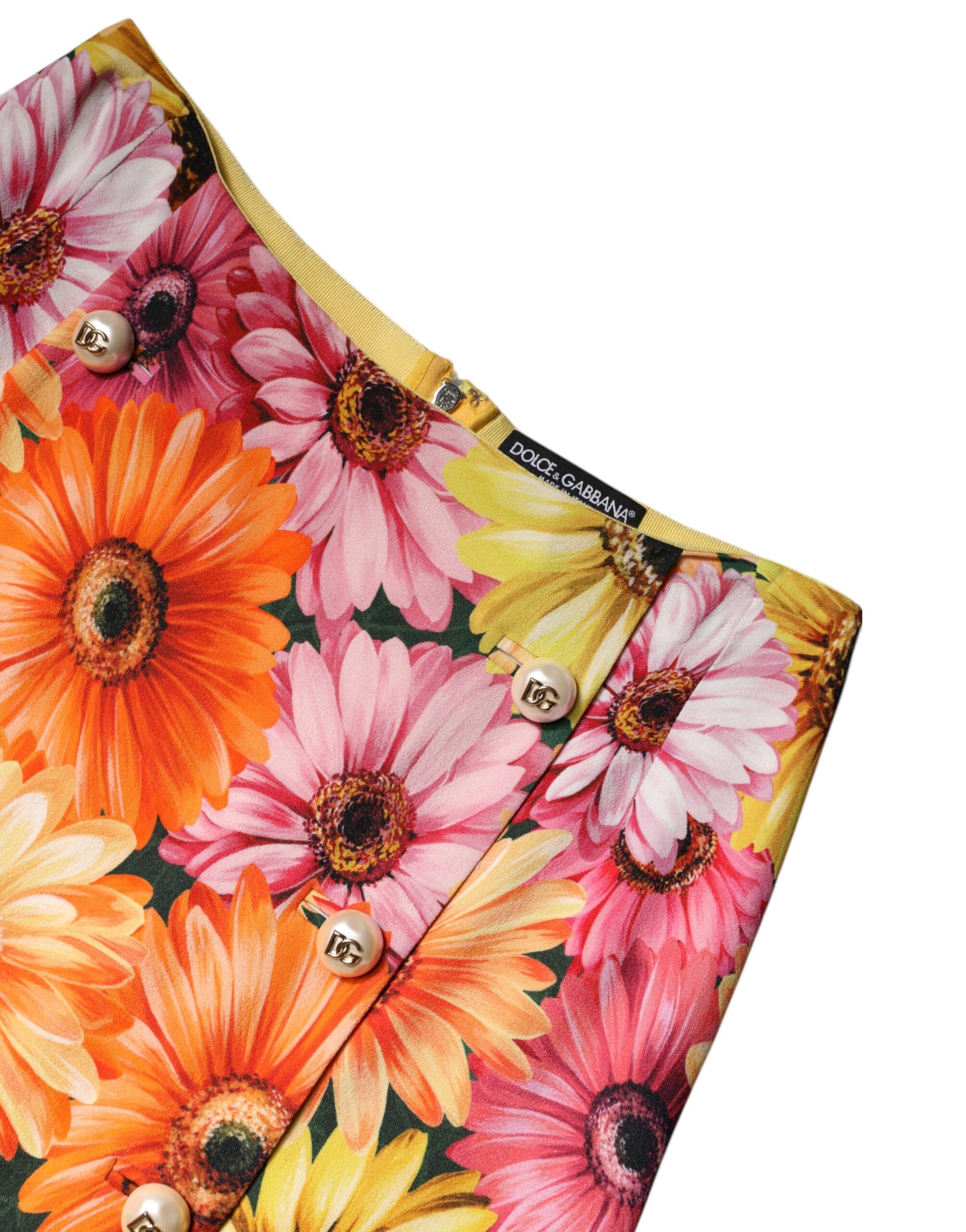 Dolce &amp; Gabbana – Mehrfarbiger Minirock mit hoher Taille und Blumenmuster
