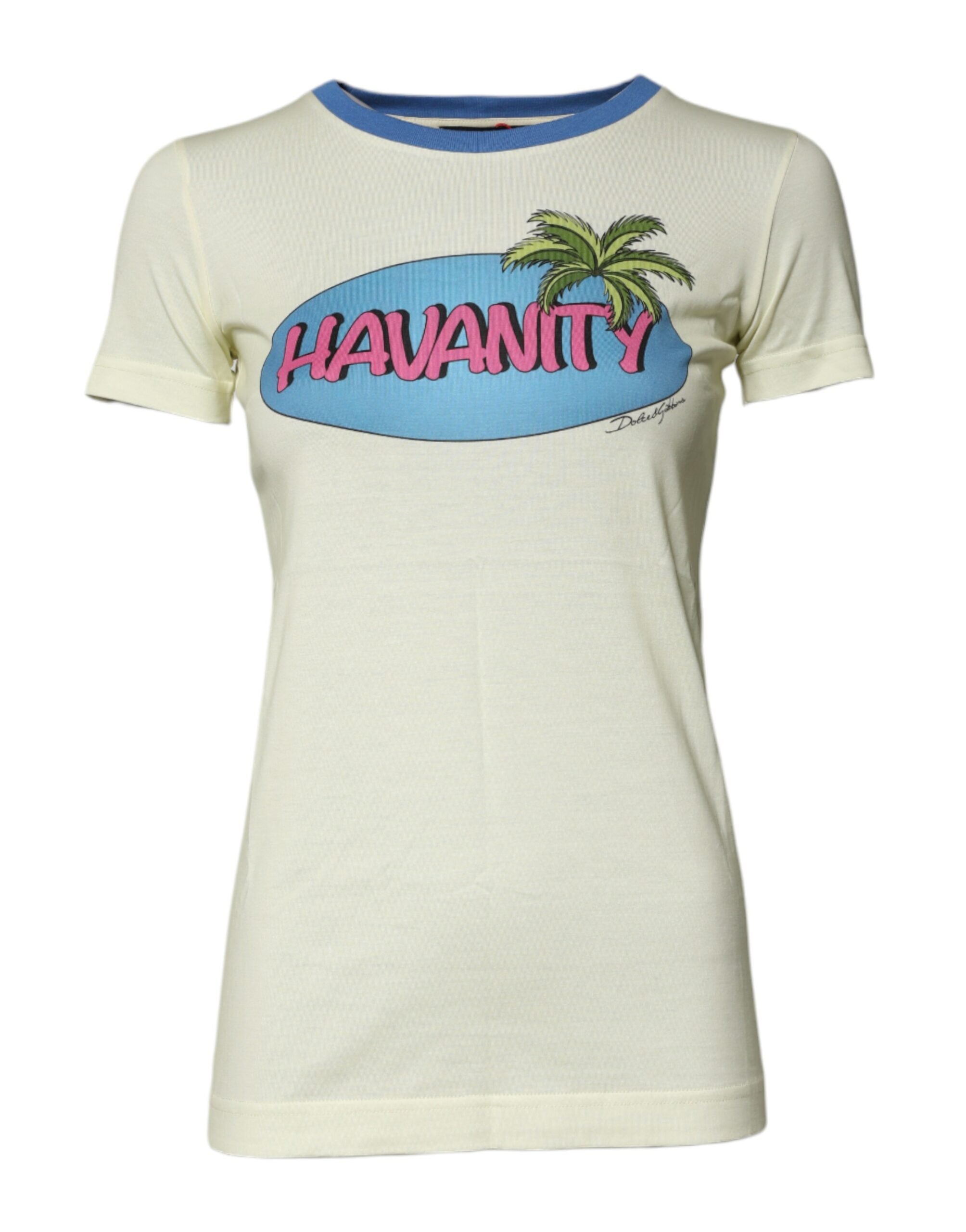Dolce &amp; Gabbana Hellgelbes Kurzarm-T-Shirt aus Baumwolle