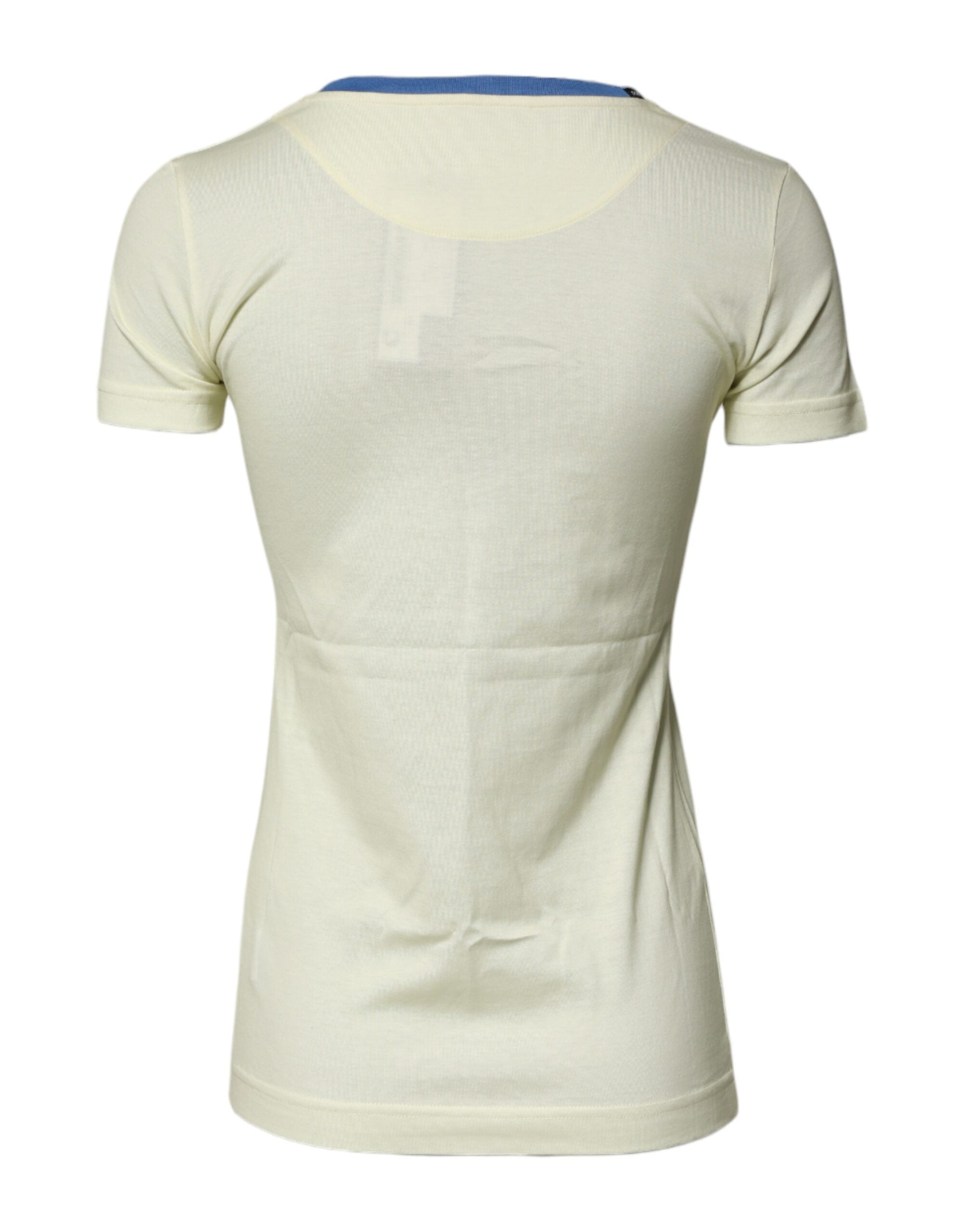 Dolce &amp; Gabbana Hellgelbes Kurzarm-T-Shirt aus Baumwolle
