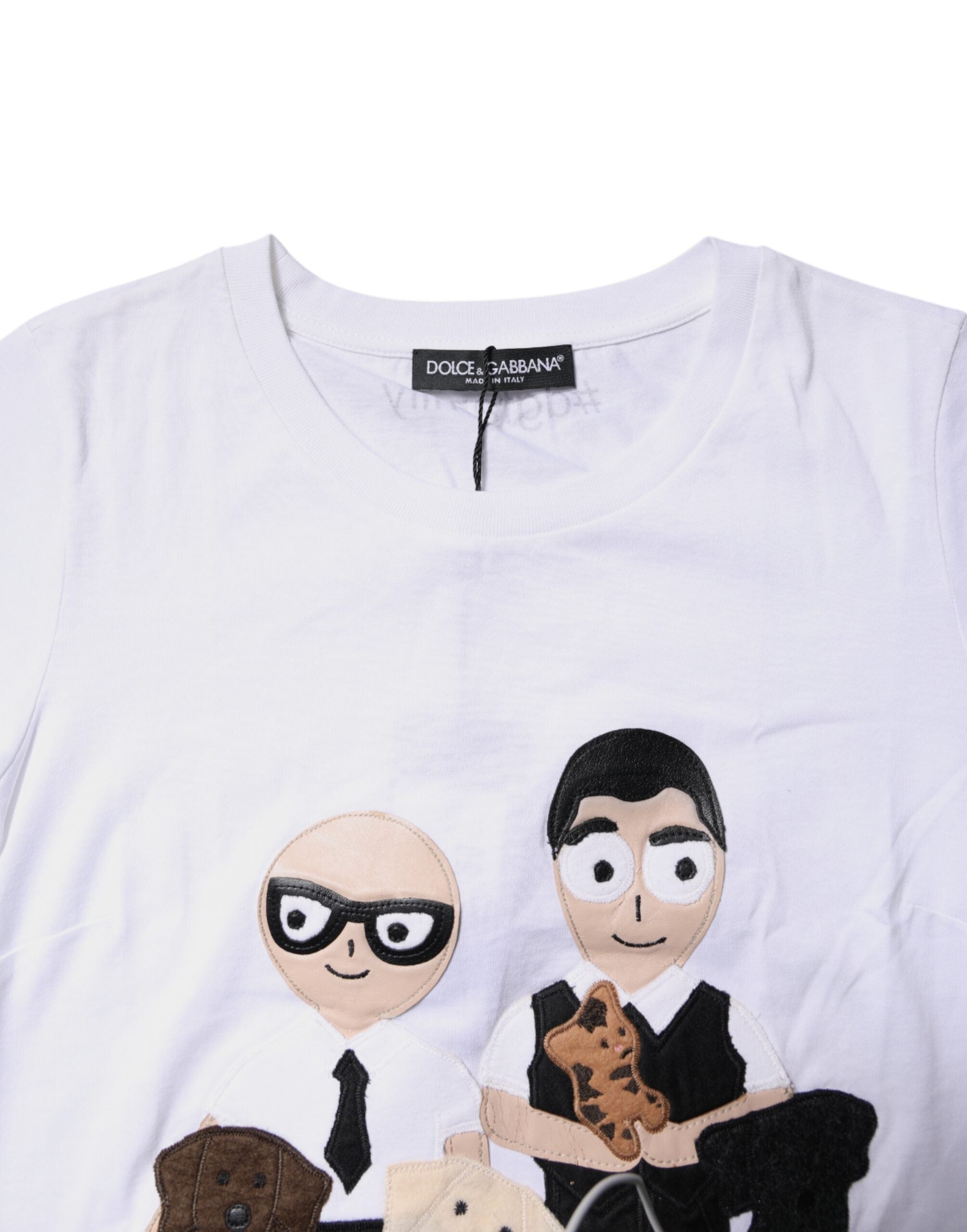 Dolce & Gabbana White Cotton #DGFAMILY Embroidery T-shirt