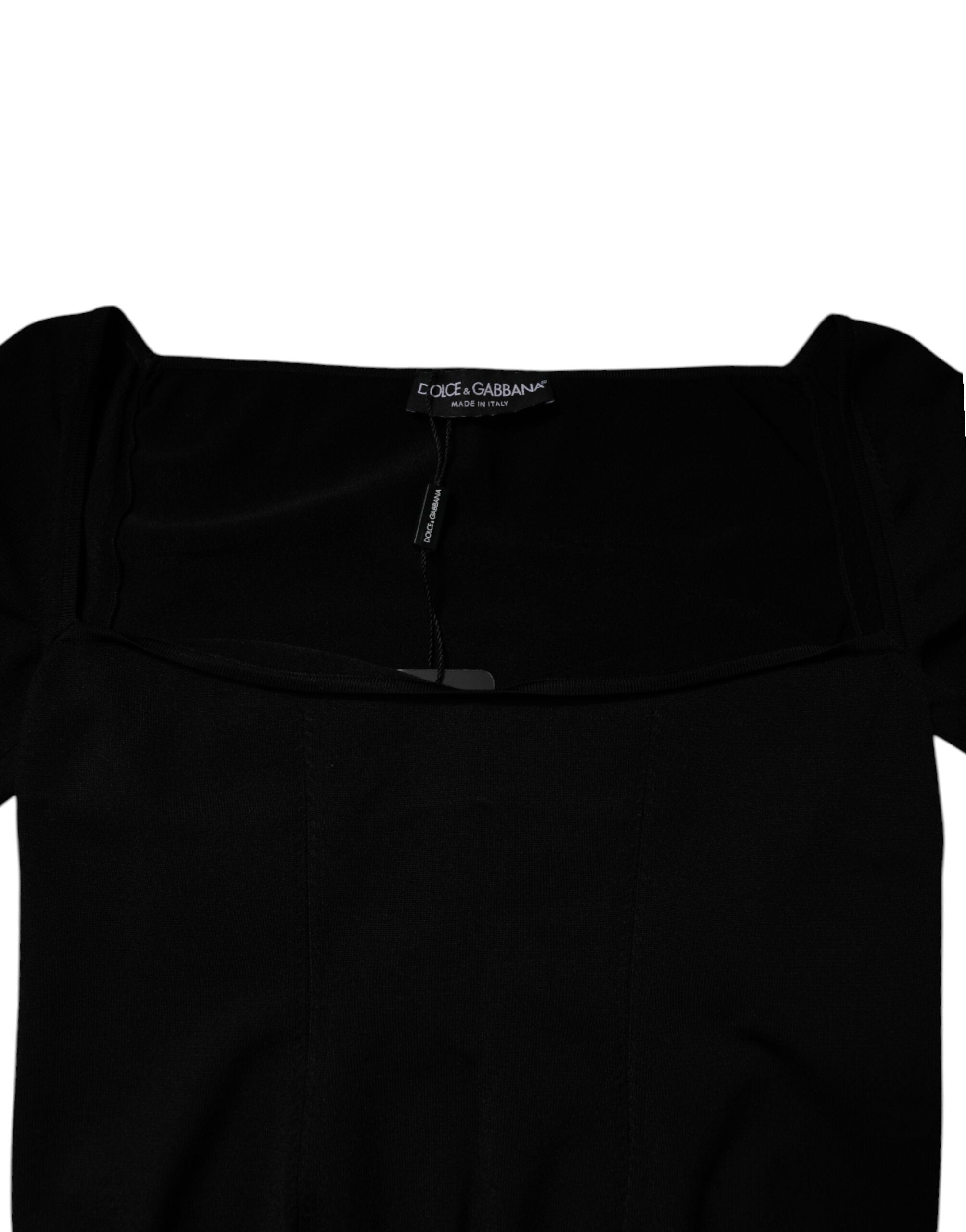 Dolce & Gabbana Black Square Neckline Long Sleeves Sweater