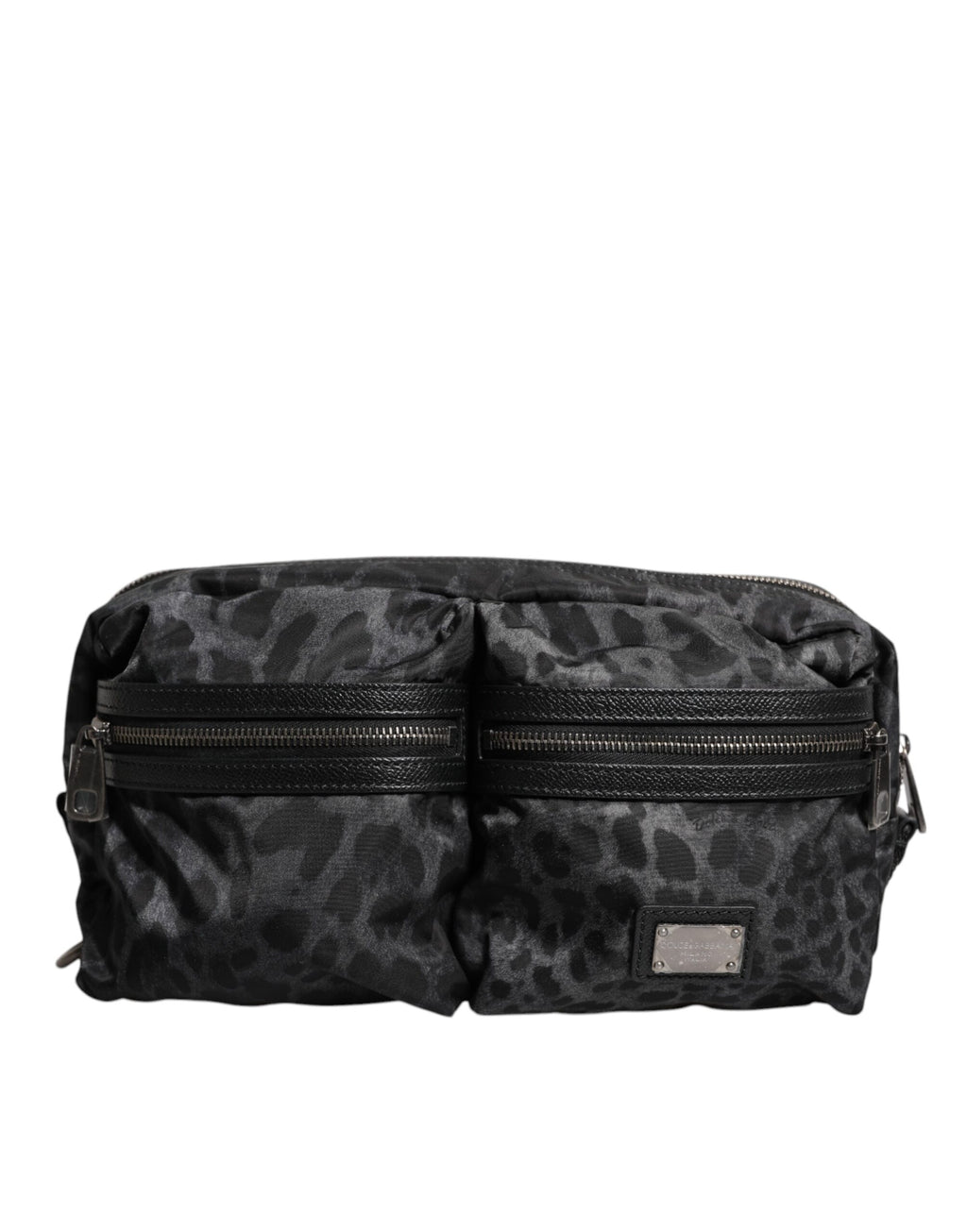 Dolce &amp; Gabbana – Gürteltasche mit DG-Logo und Leopardenmuster in Schwarz und Grau