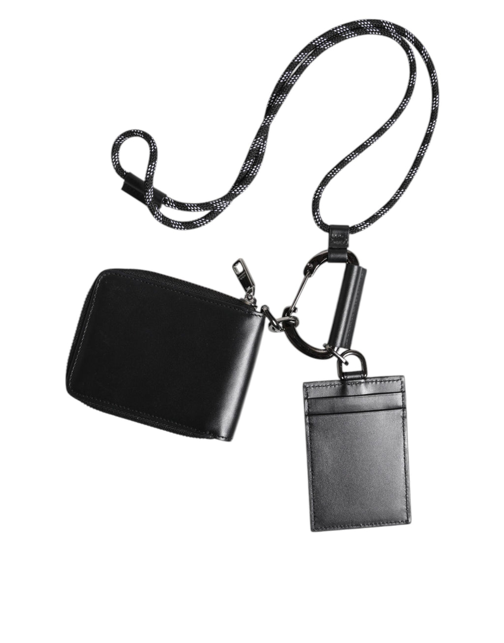 Dolce &amp; Gabbana Schwarzes Kartenetui aus Leder mit Rundum-Reißverschluss