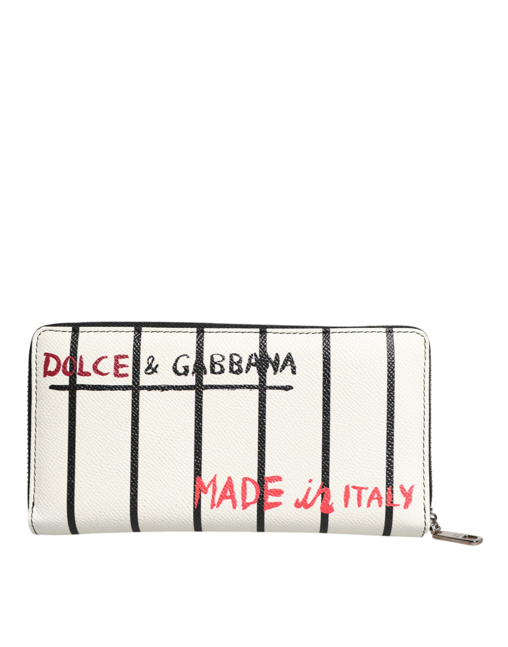Dolce &amp; Gabbana – DG Crown Royals – Kontinentale Geldbörse aus weißem Leder mit Rundum-Reißverschluss