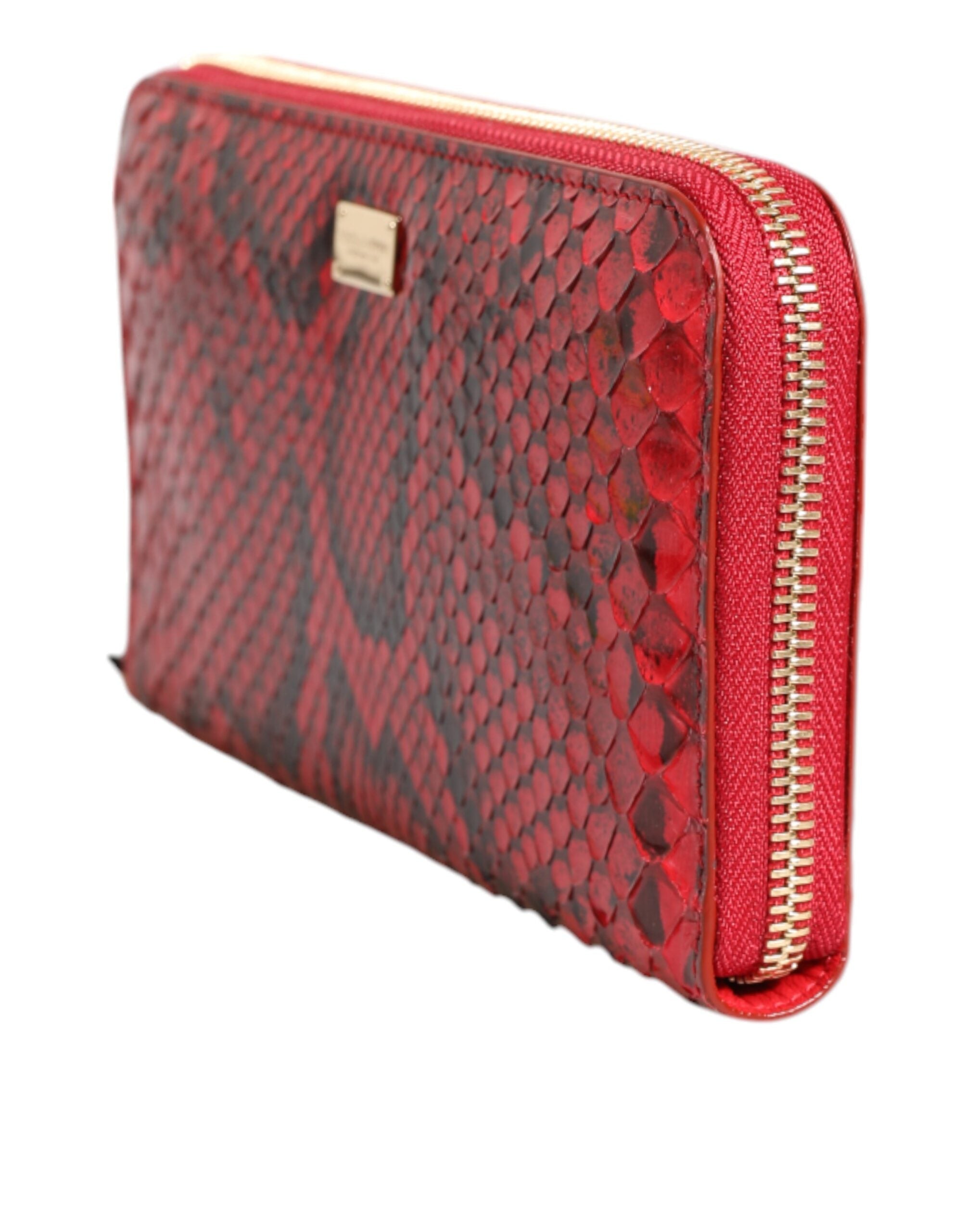 Dolce &amp; Gabbana – Continental Clutch aus rotem Exotenleder mit Rundum-Reißverschluss