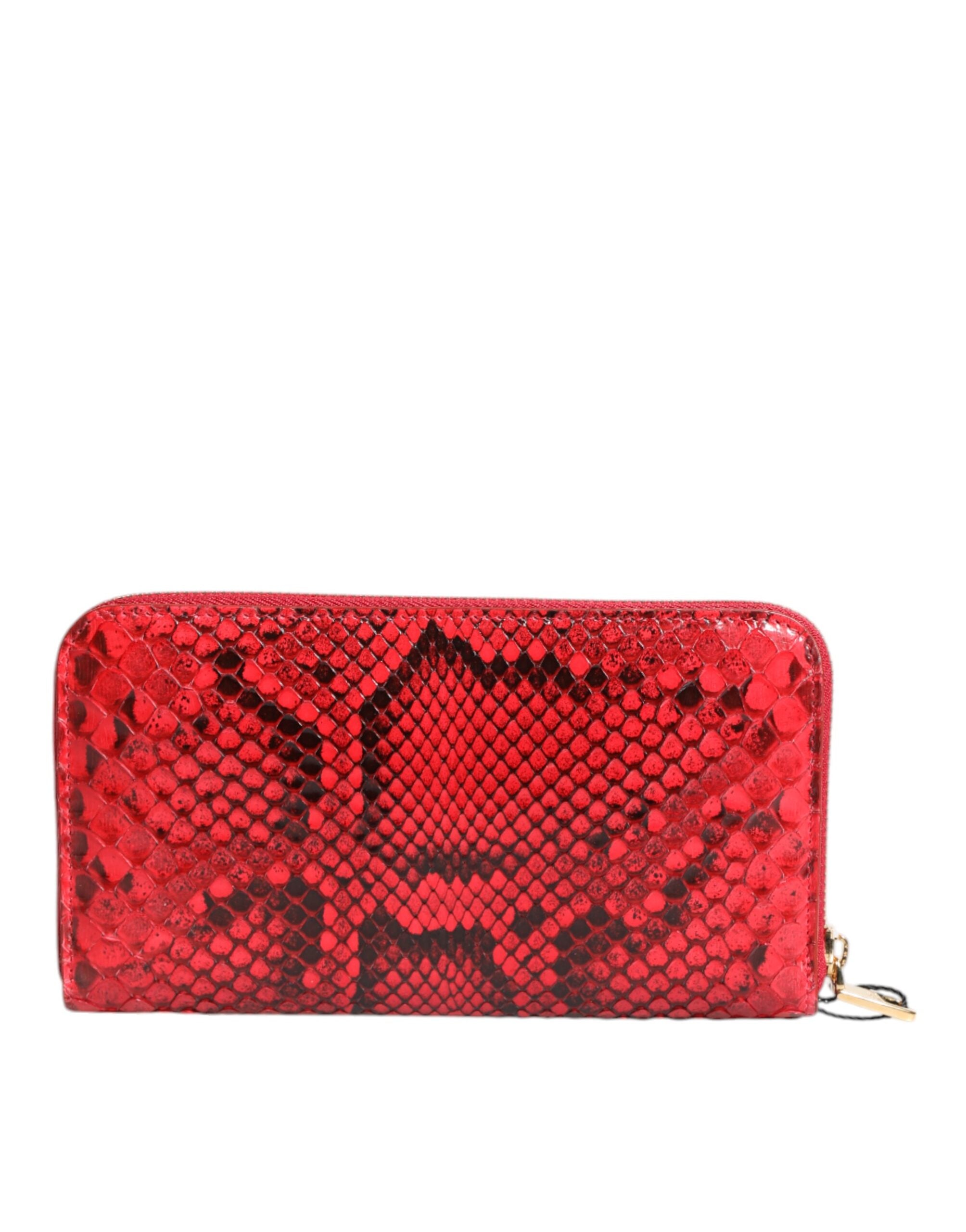 Dolce &amp; Gabbana – Continental Clutch aus rotem Exotenleder mit Rundum-Reißverschluss