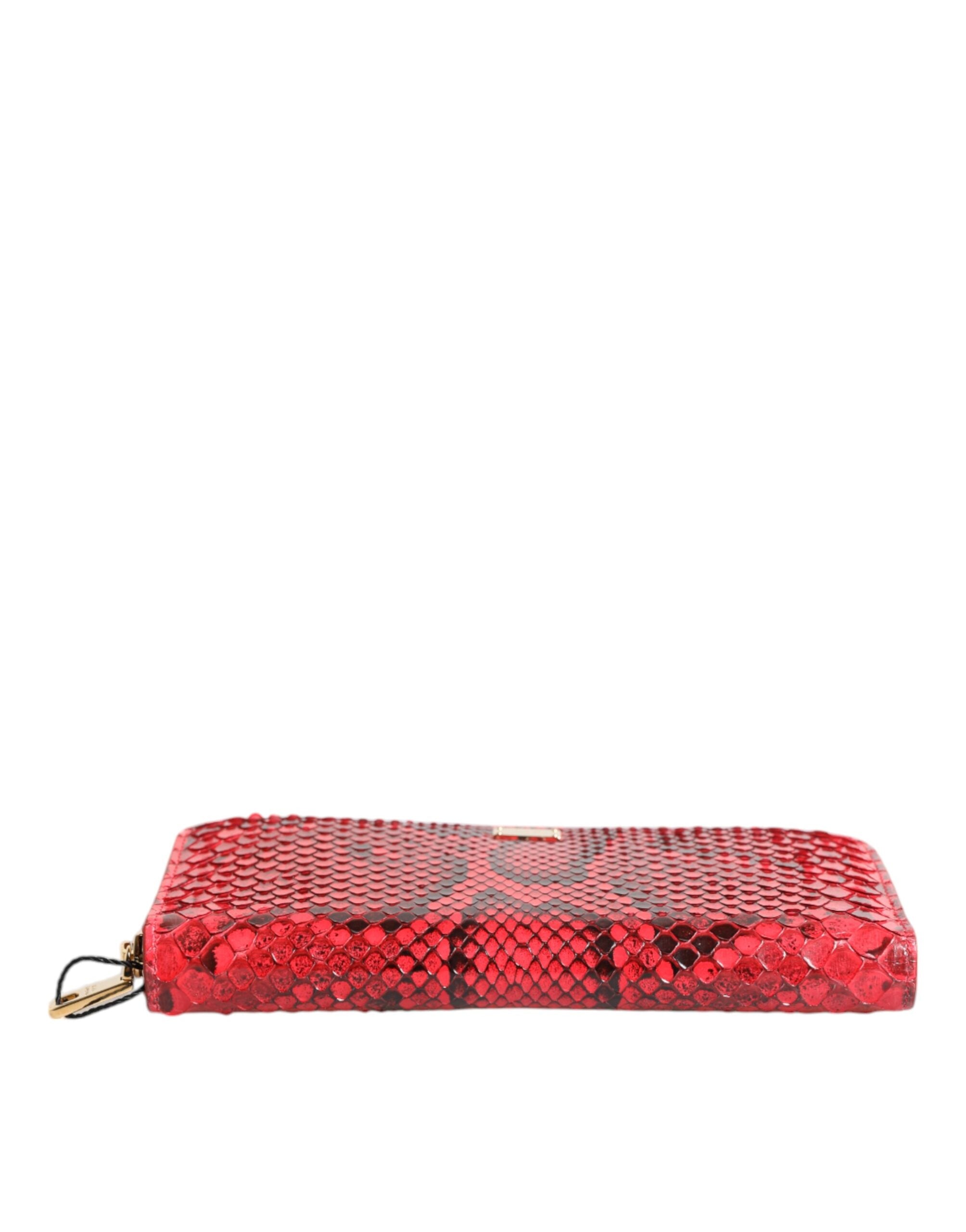 Dolce &amp; Gabbana – Continental Clutch aus rotem Exotenleder mit Rundum-Reißverschluss