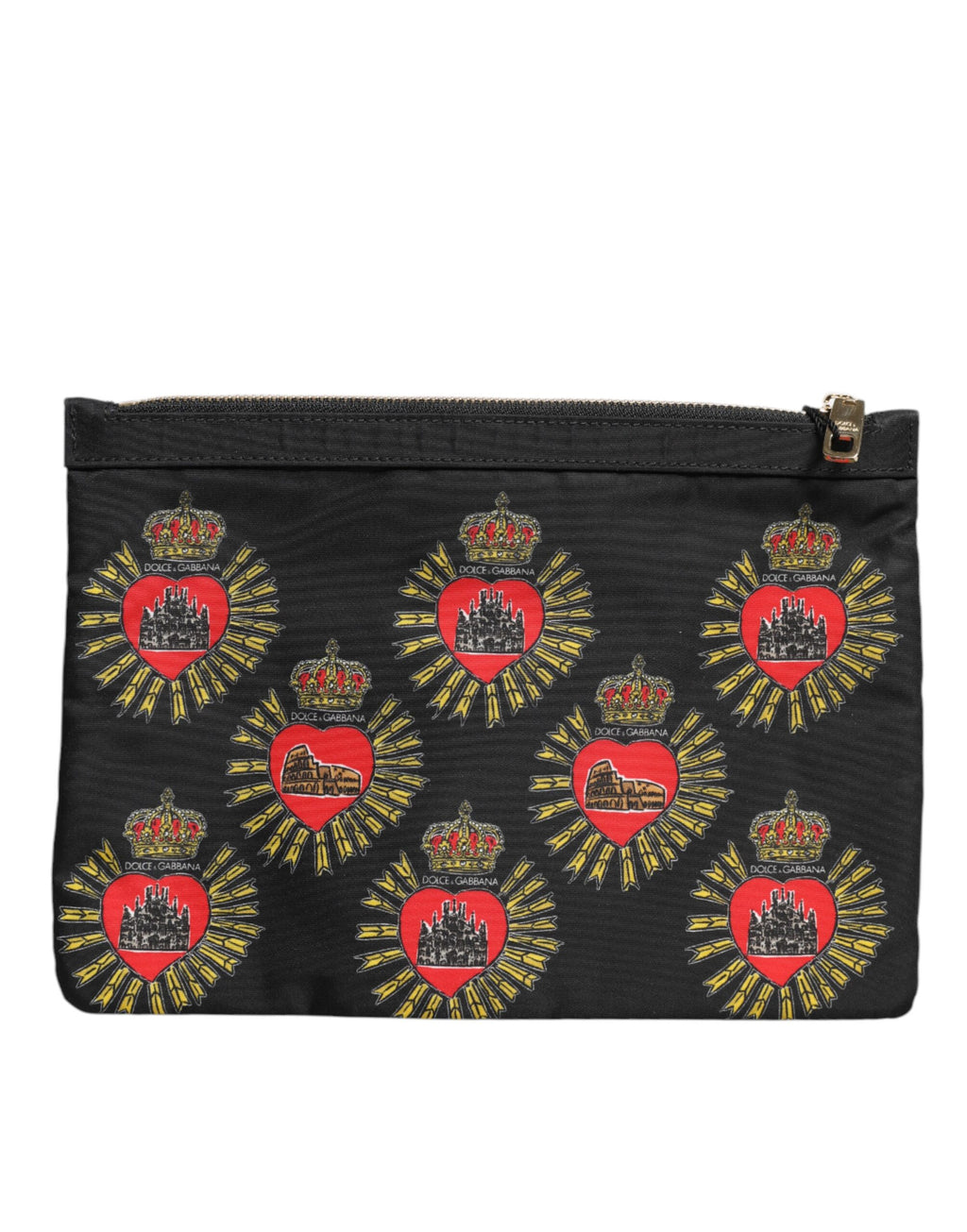 Dolce &amp; Gabbana – Clutch aus schwarzem und rotem Nylon mit Herzmotiv