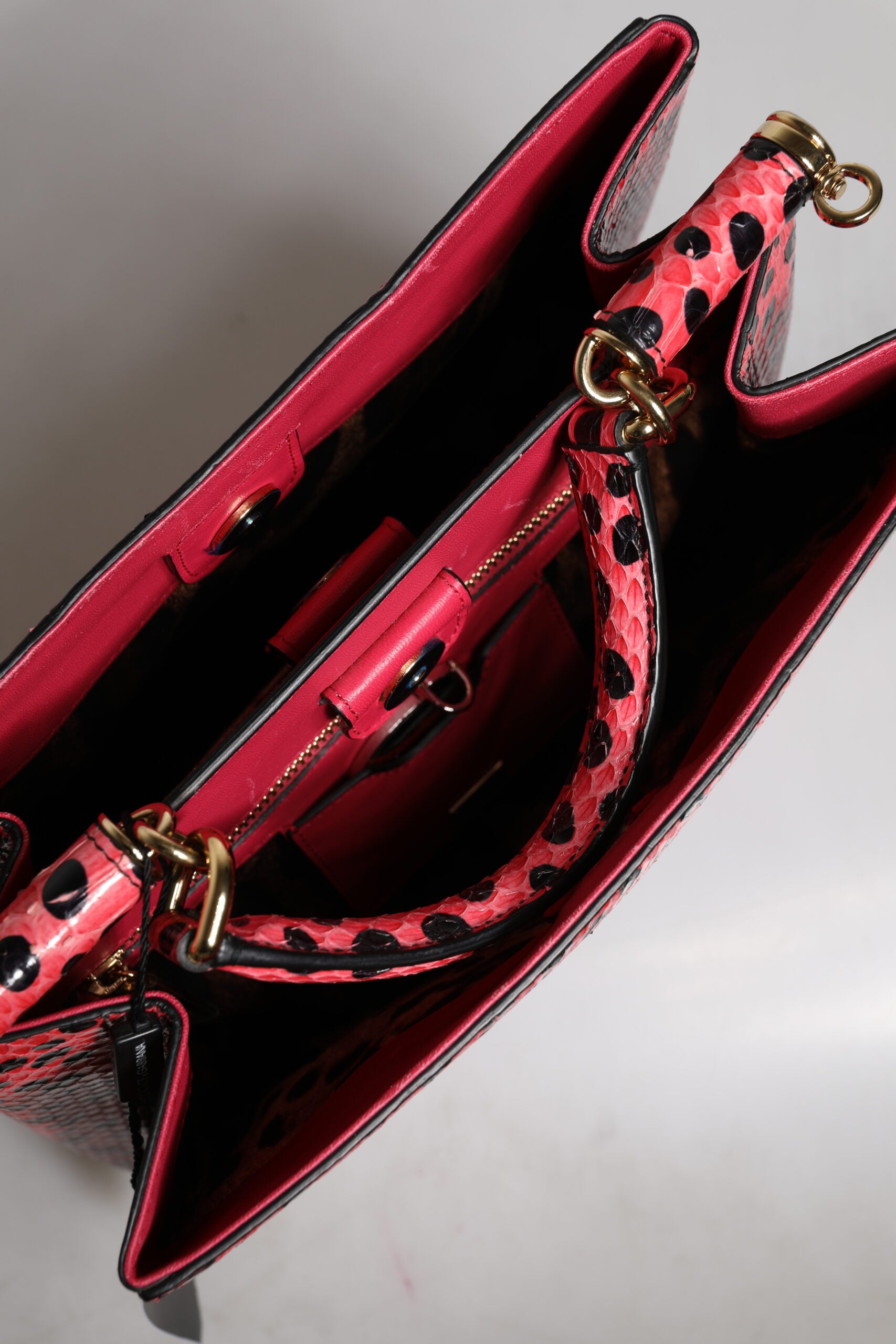 Dolce &amp; Gabbana – Umhängetasche aus exotischem Leder mit Henkel, Rosa