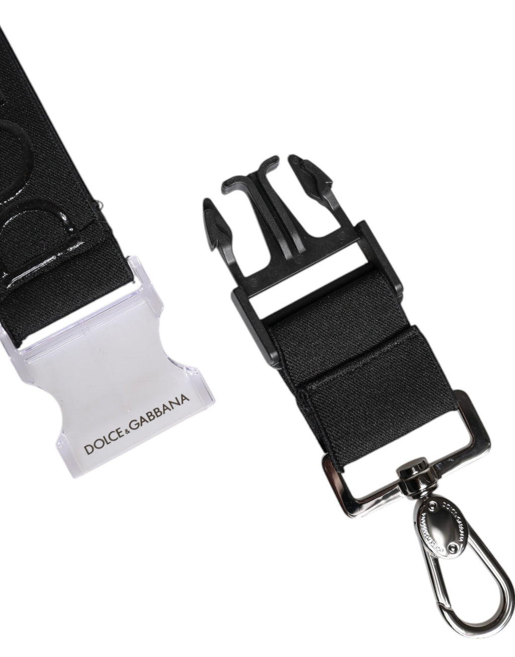 Dolce &amp; Gabbana – Schlüsselanhänger mit DG-Logo aus gummiertem Stretch-Polyester in Schwarz