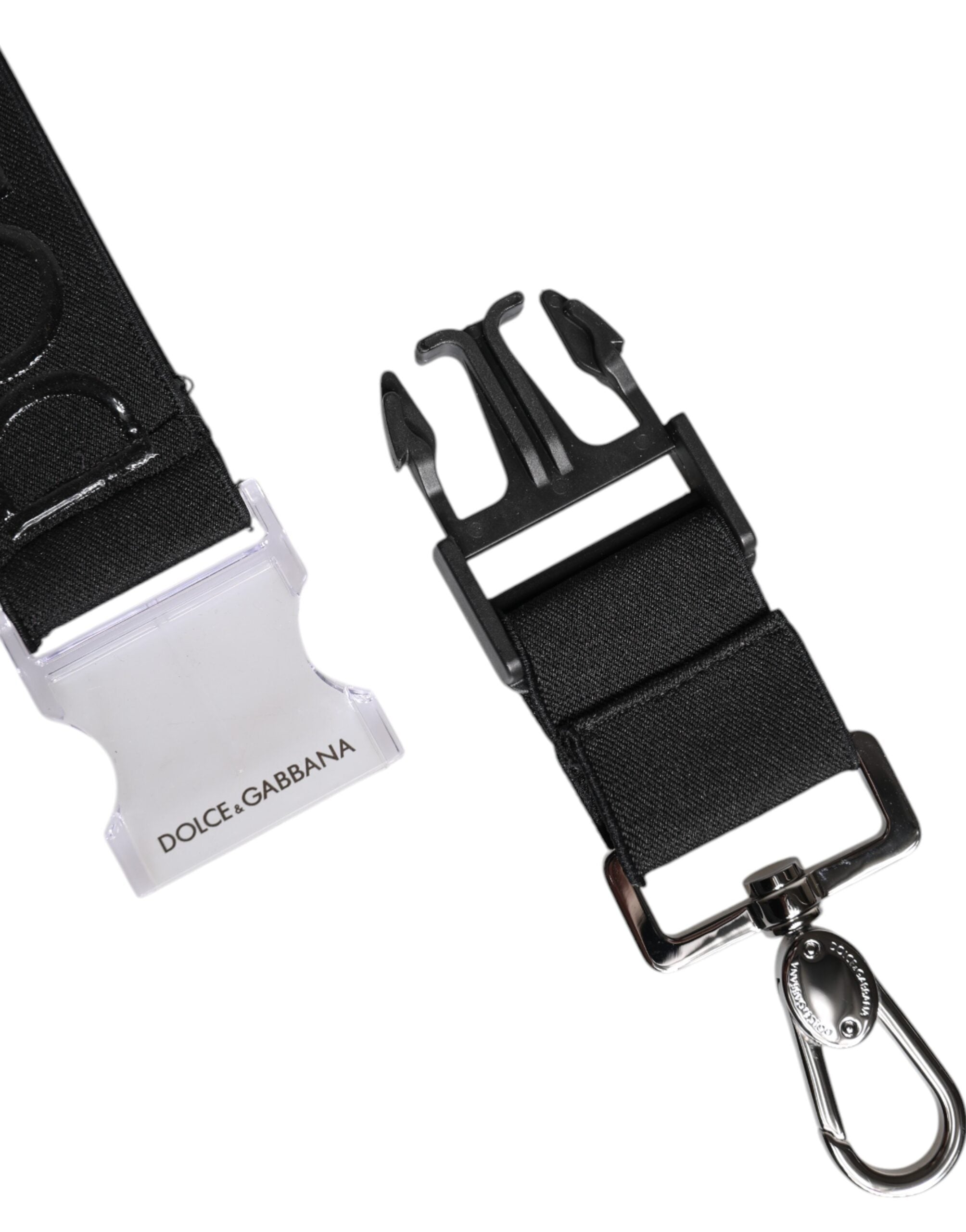 Dolce &amp; Gabbana – Schlüsselanhänger mit DG-Logo aus gummiertem Stretch-Polyester in Schwarz