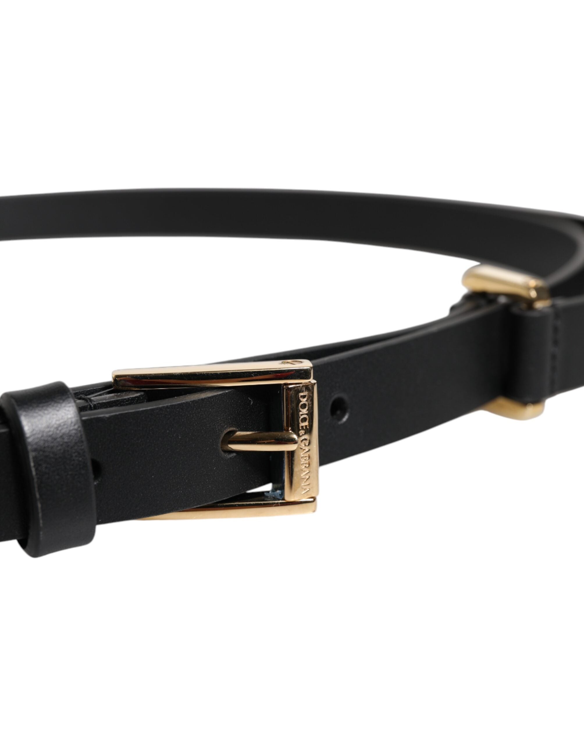 Dolce &amp; Gabbana – Schwarzer Gürtel aus Kalbsleder mit goldener Metallschnalle