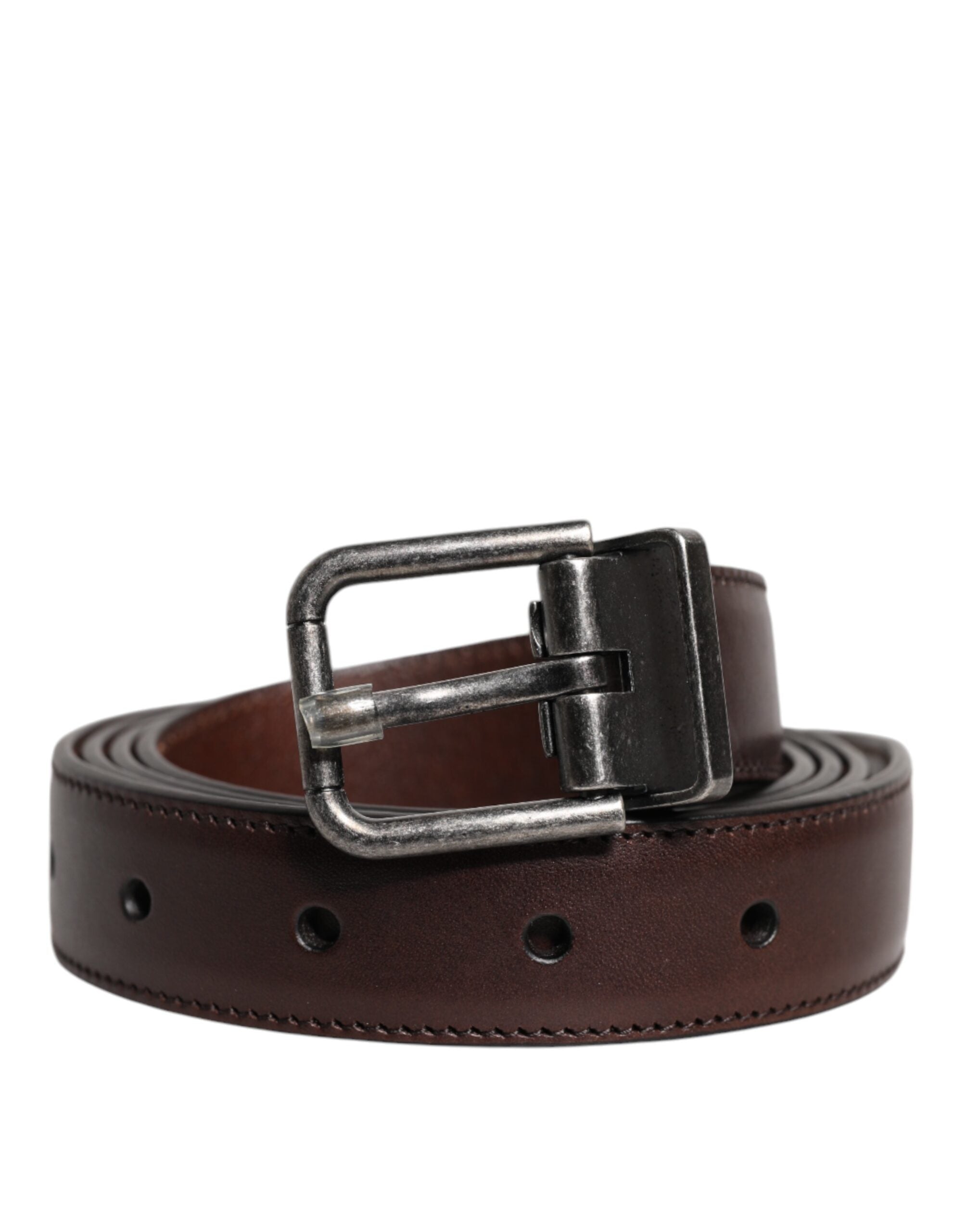 Dolce &amp; Gabbana Brauner Ledergürtel mit silberner Metallschnalle
