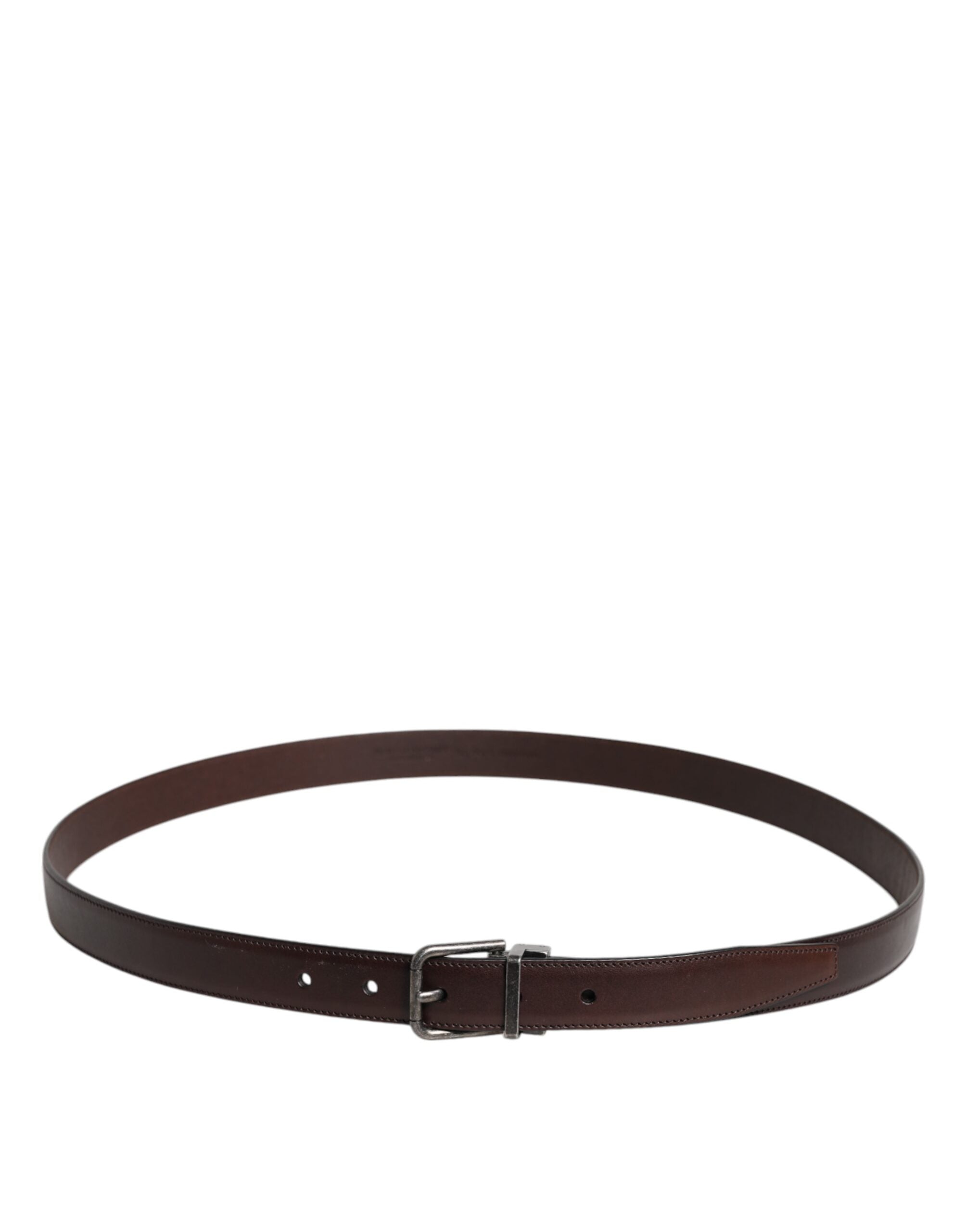 Dolce &amp; Gabbana Brauner Ledergürtel mit silberner Metallschnalle