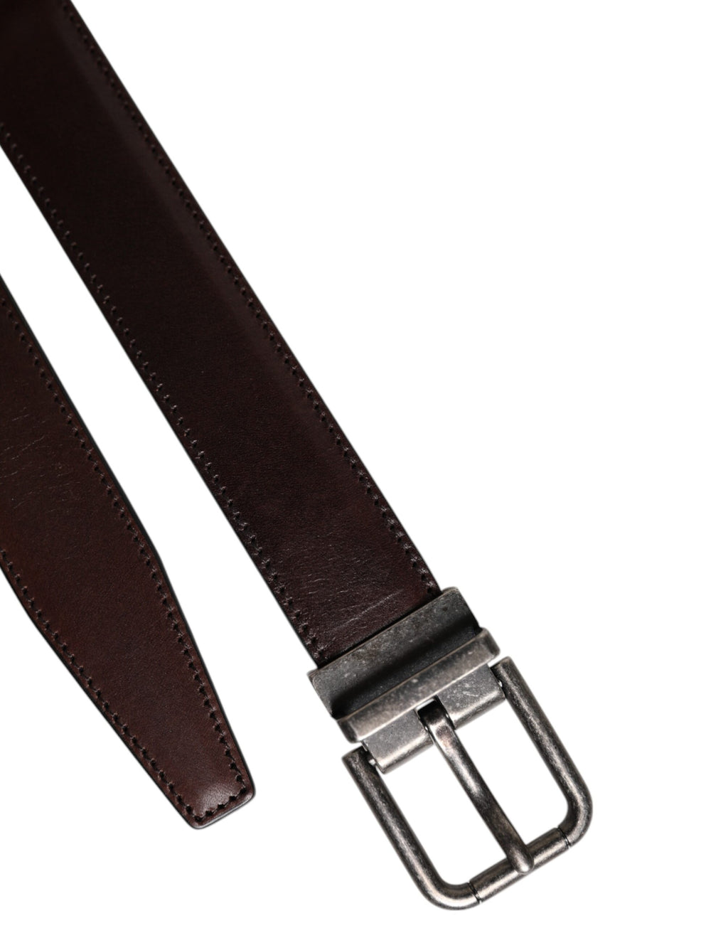Dolce &amp; Gabbana Brauner Ledergürtel mit silberner Metallschnalle