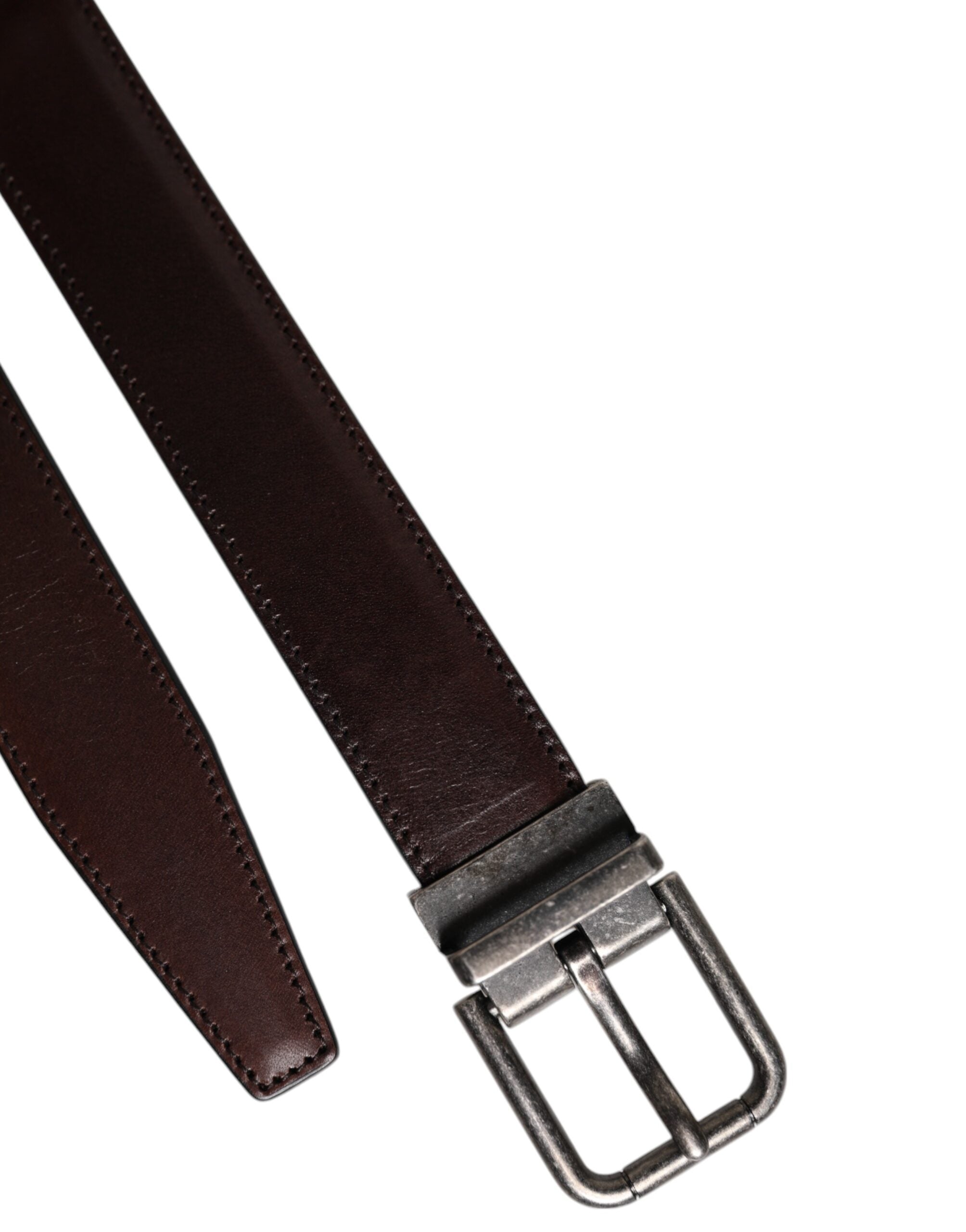 Dolce &amp; Gabbana Brauner Ledergürtel mit silberner Metallschnalle