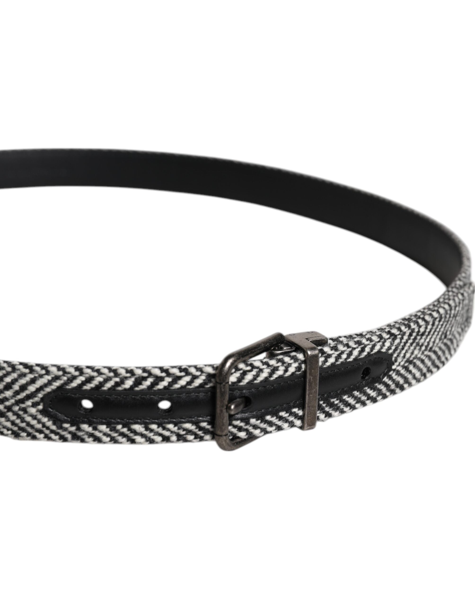 Dolce &amp; Gabbana – Gürtel mit schwarz-weiß-silberfarbener Metallschnalle